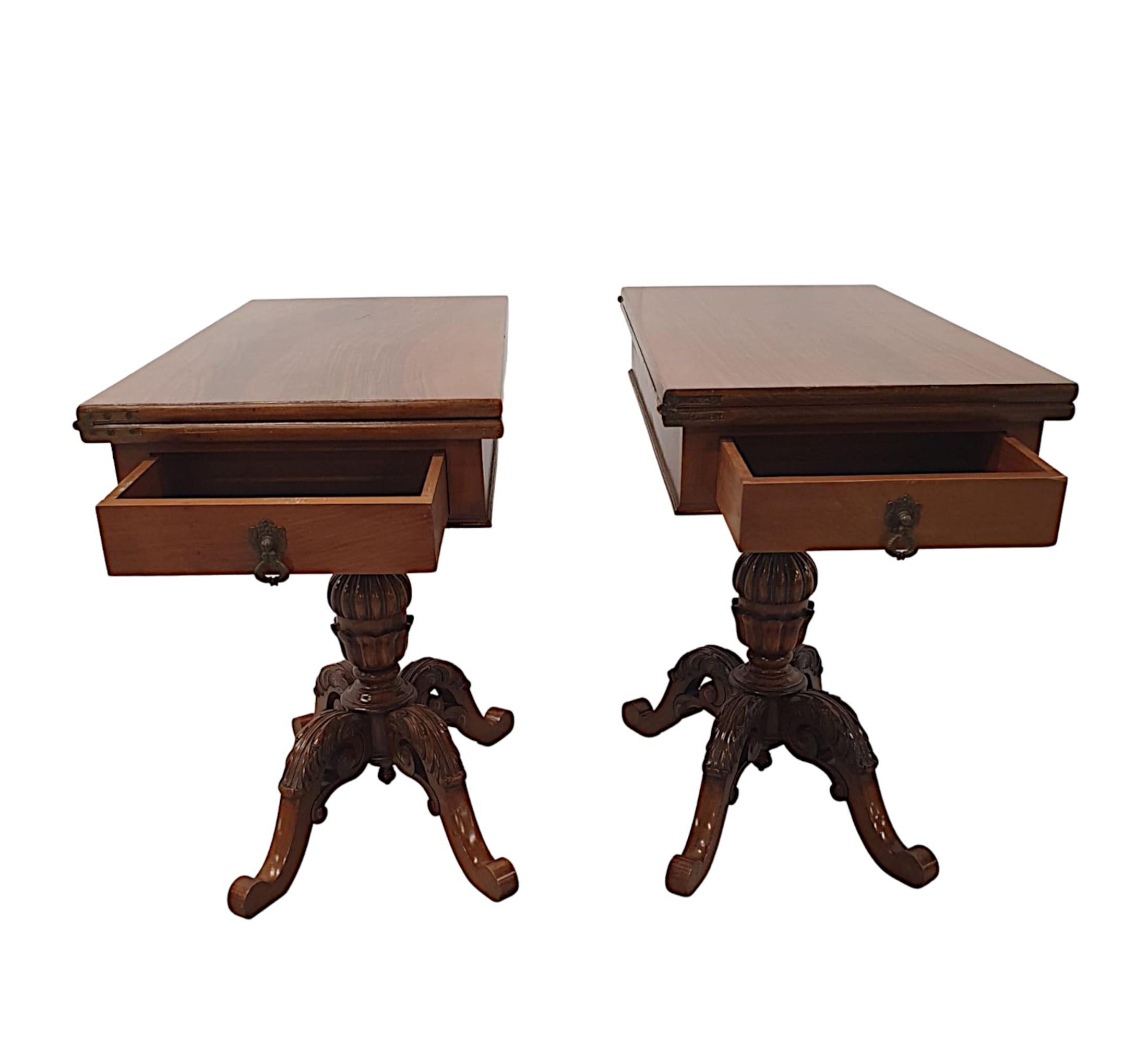 Leather Superb Pair of Early 20th Century Turn over Leaf Card Tables For Sale