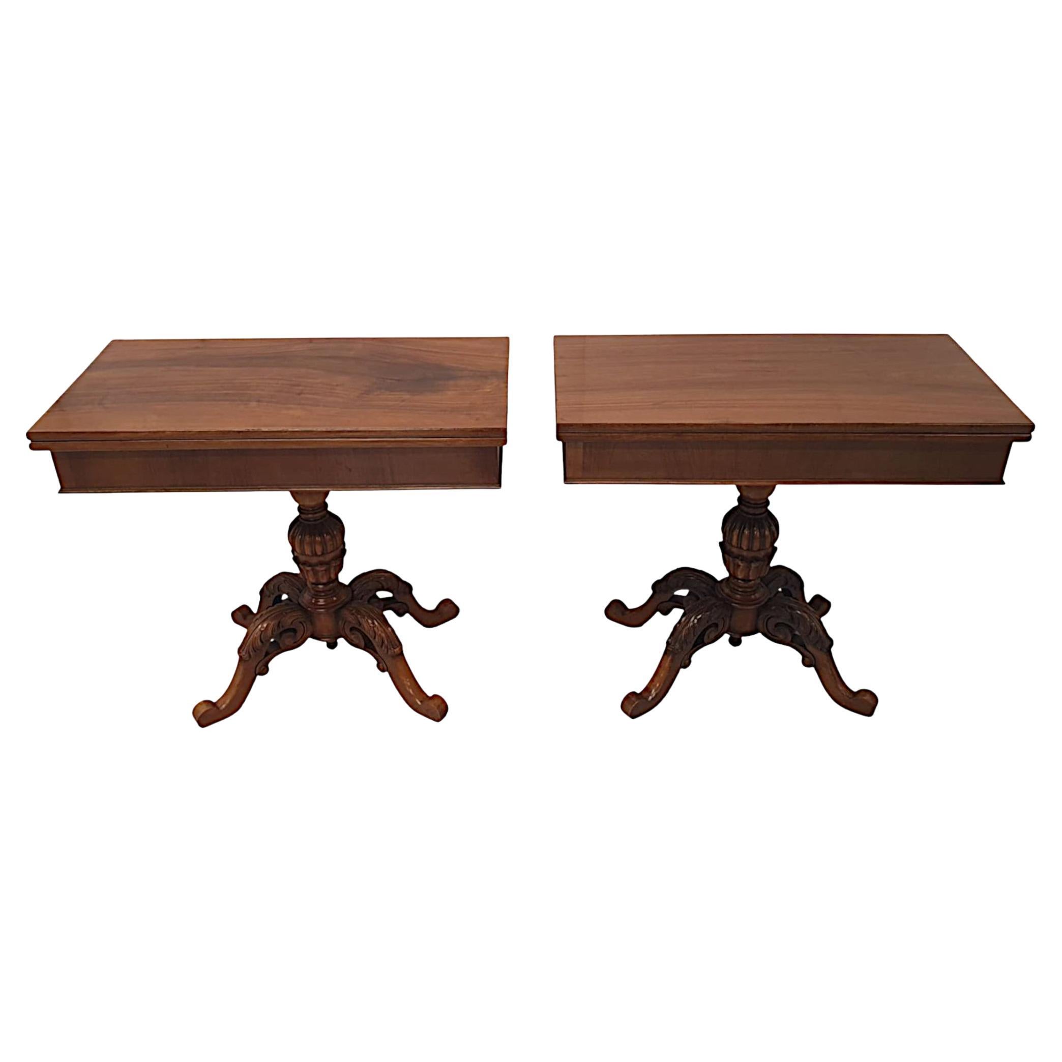 Superb Pair of Early 20th Century Turn over Leaf Card Tables For Sale