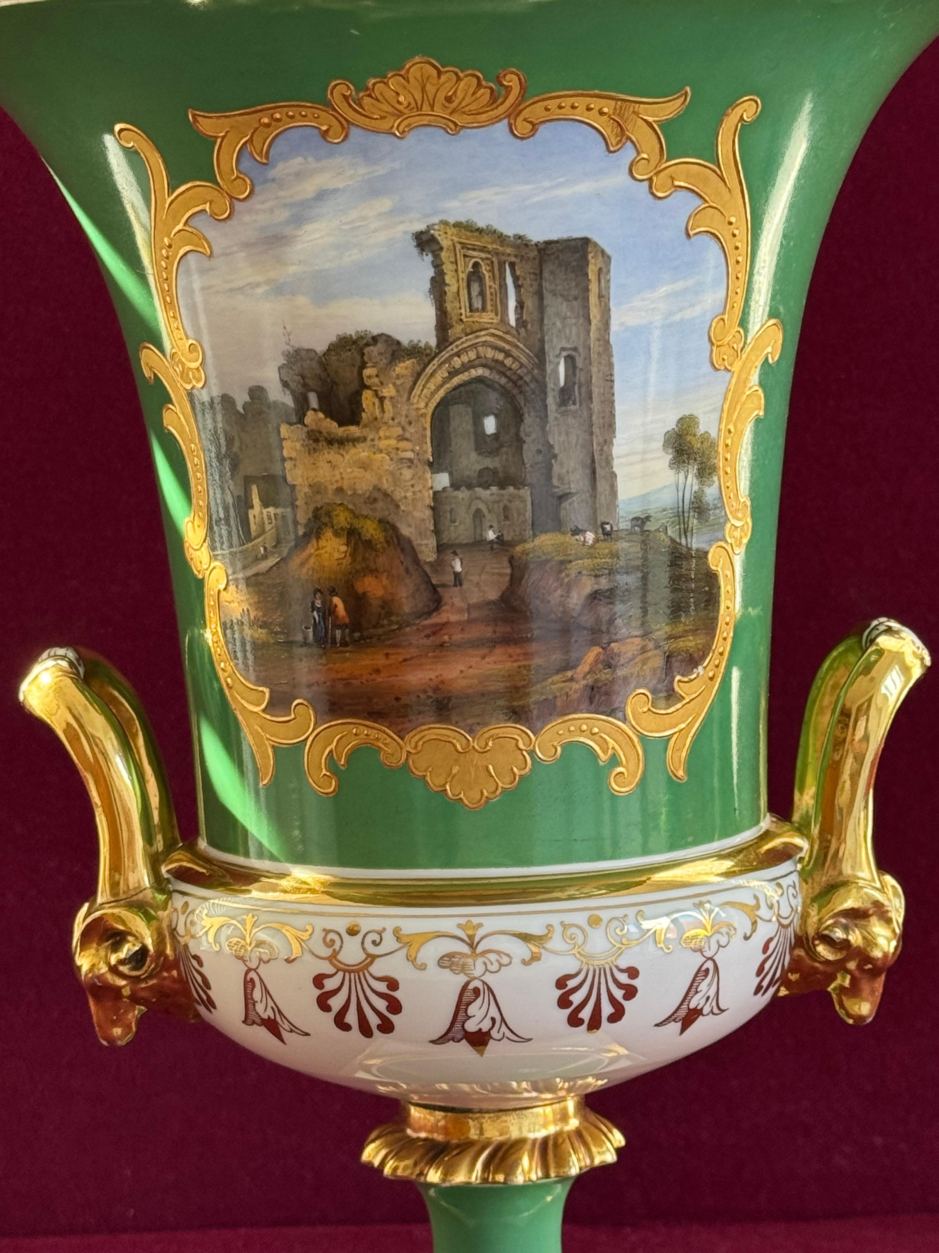 A superb pair of Flight, Barr & Barr Worcester Porcelain Topographical Vases For Sale 6