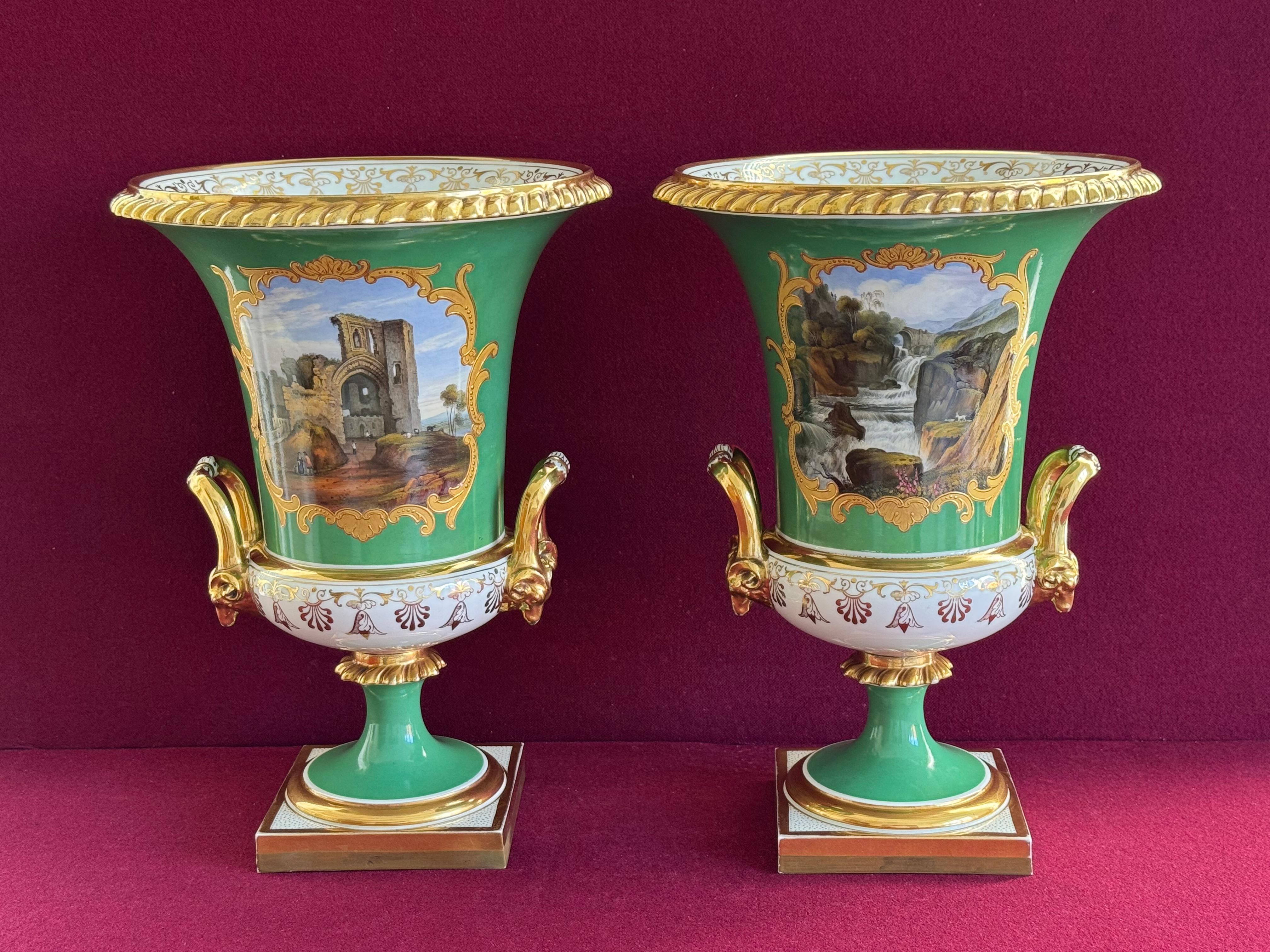 British A superb pair of Flight, Barr & Barr Worcester Porcelain Topographical Vases For Sale