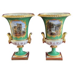 A superb pair of Flight, Barr & Barr Worcester Porcelain Topographical Vases