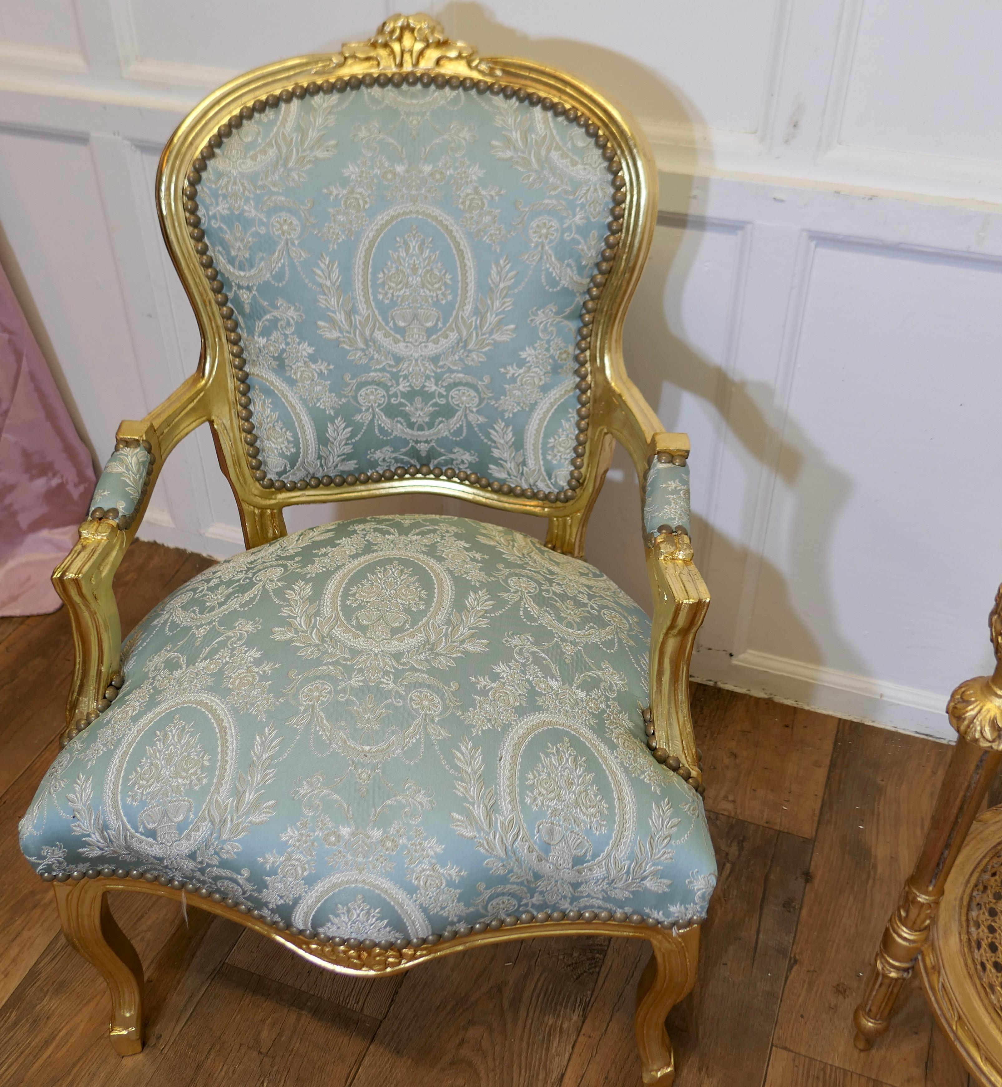 A Superb Pair of French 19th Century Gilt Salon Chairs    For Sale 9