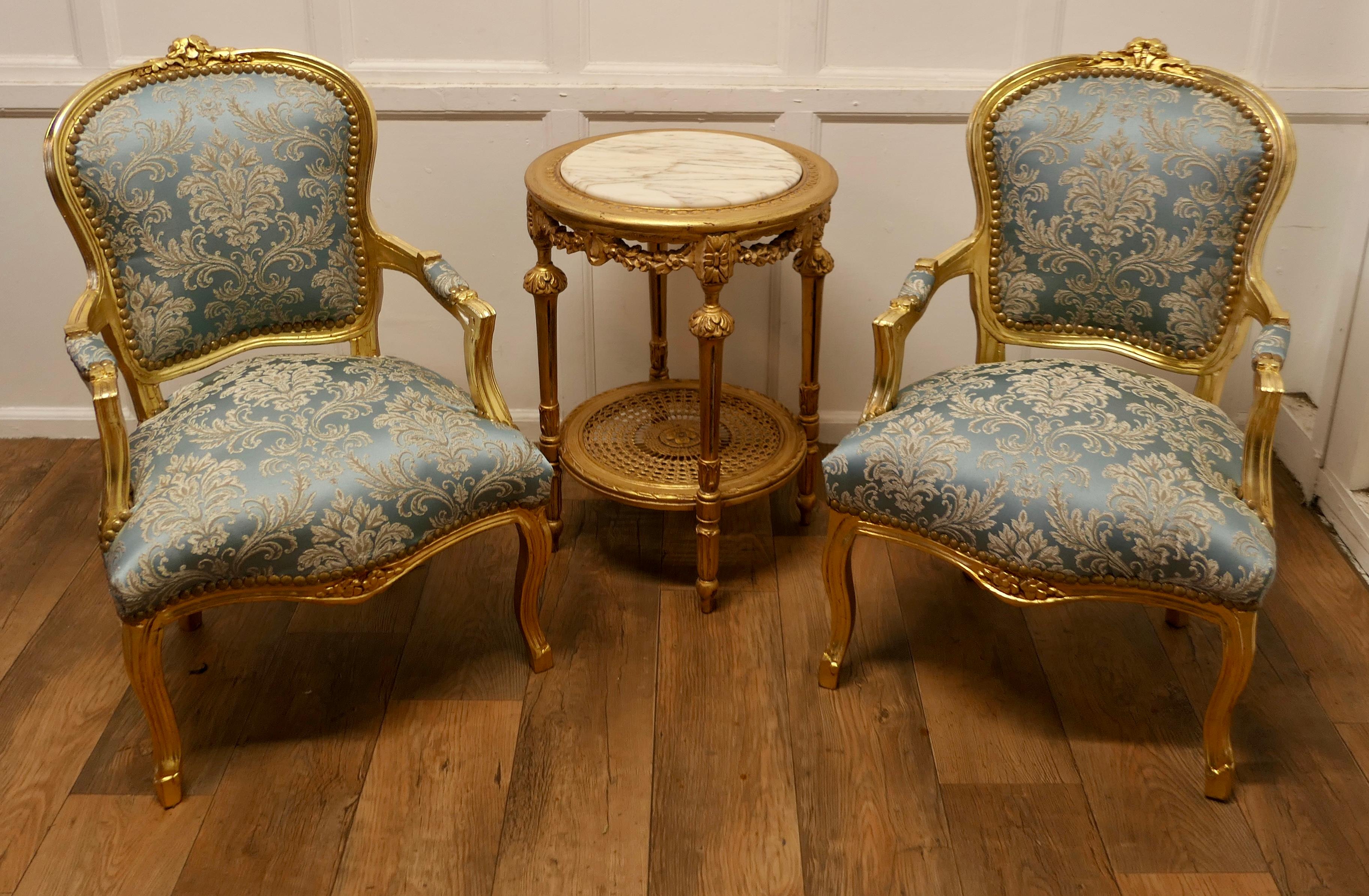 French Provincial A Superb Pair of French 19th Century Gilt Salon Chairs   