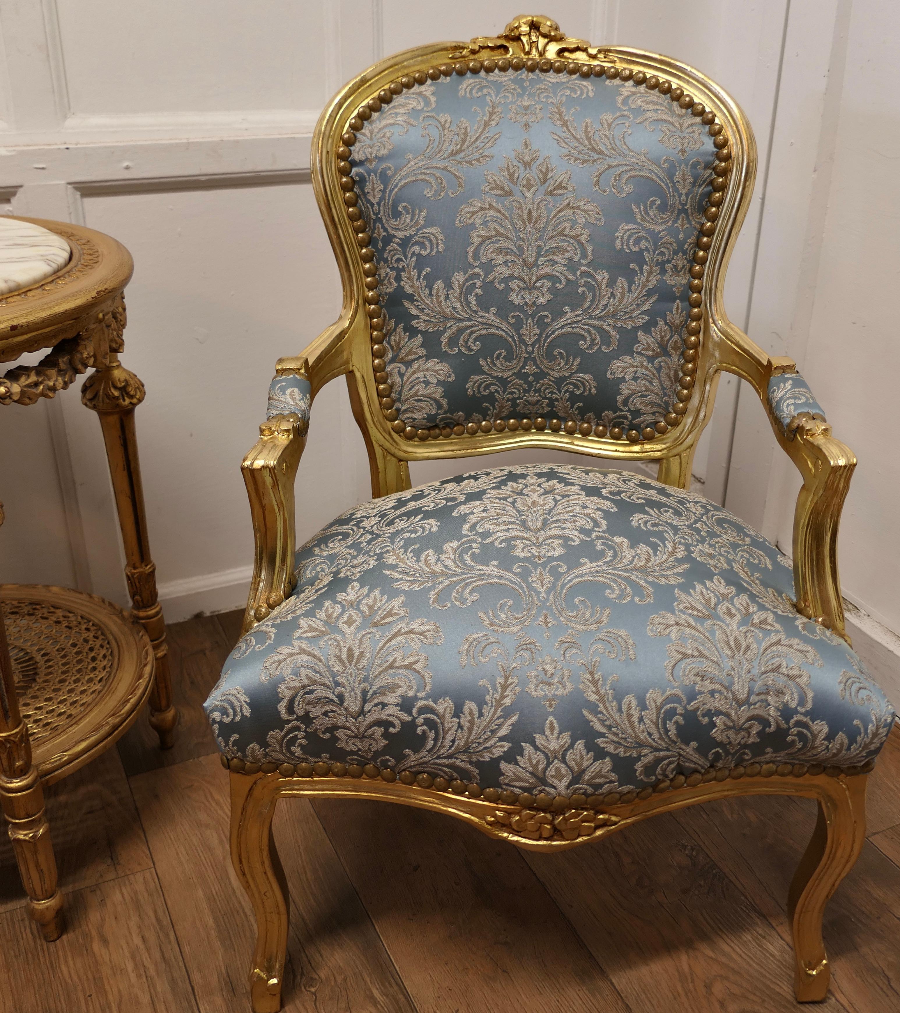 A Superb Pair of French 19th Century Gilt Salon Chairs    1