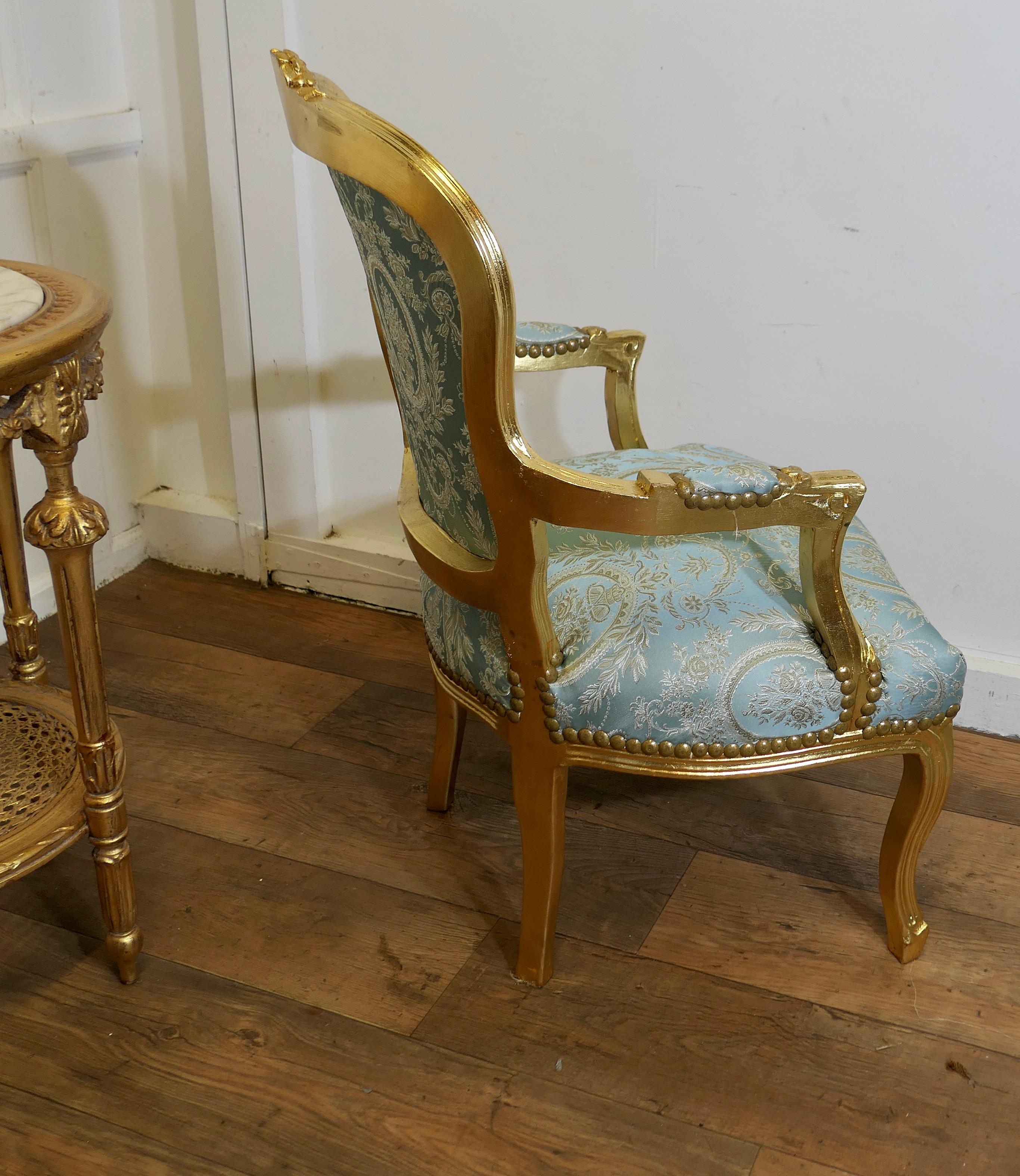 A Superb Pair of French 19th Century Gilt Salon Chairs    For Sale 2