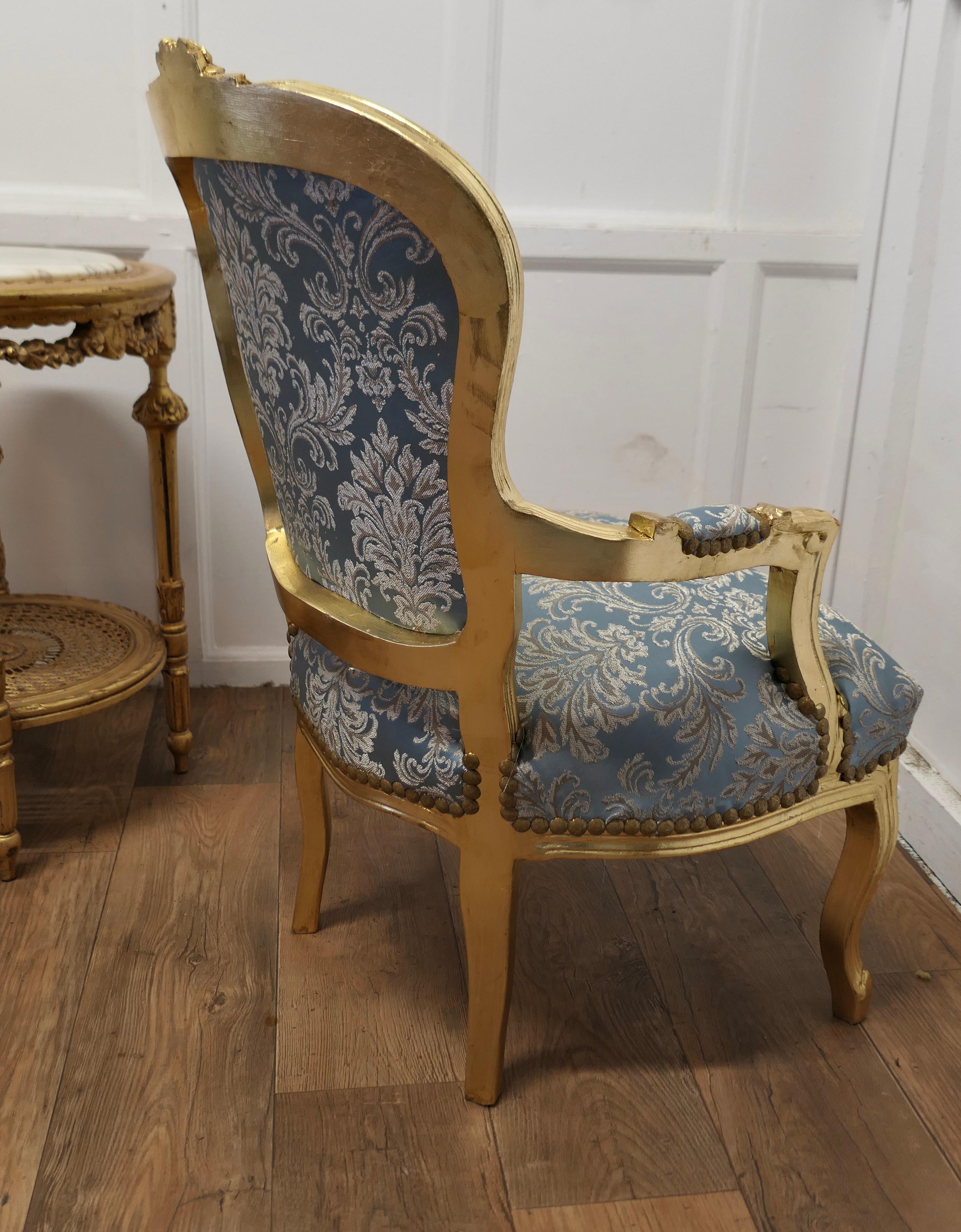 A Superb Pair of French 19th Century Gilt Salon Chairs    3