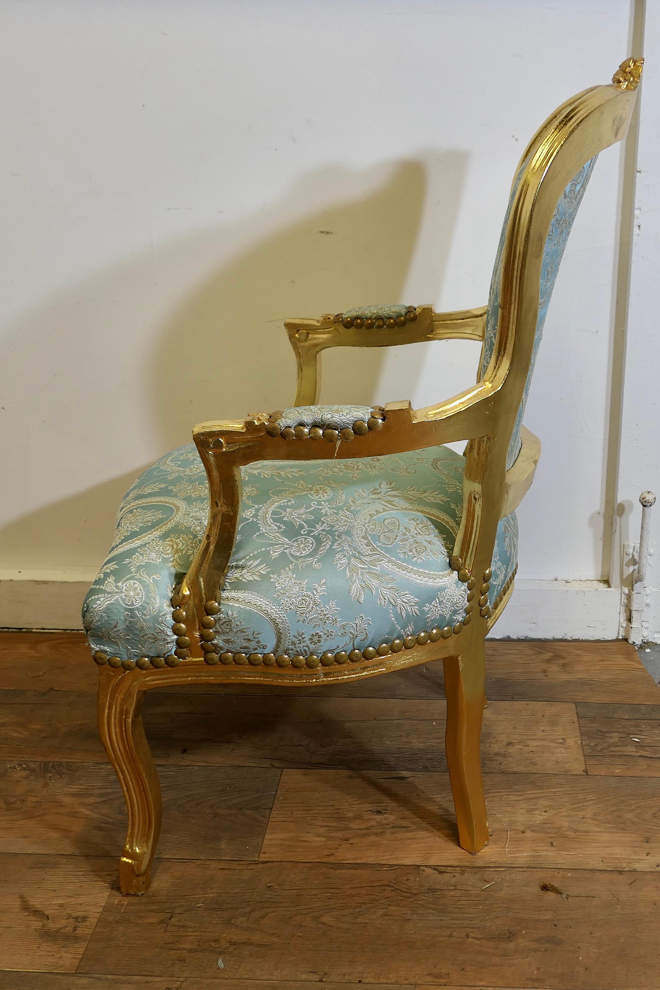 A Superb Pair of French 19th Century Gilt Salon Chairs    For Sale 4