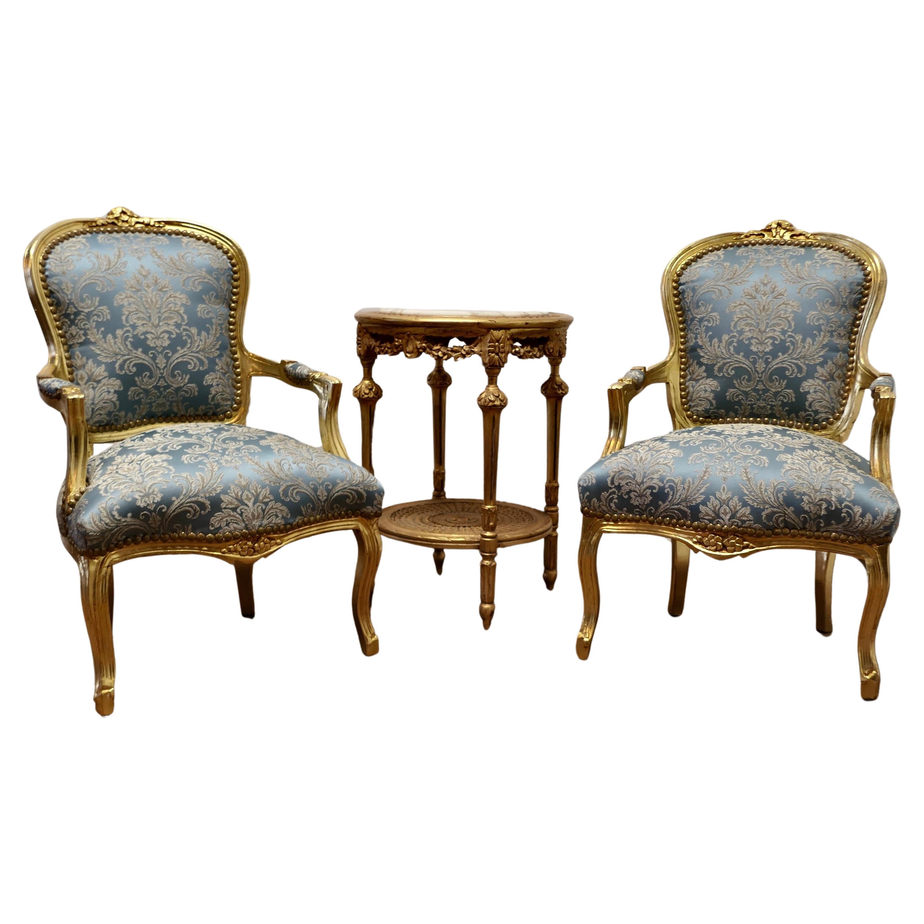 A Superb Pair of French 19th Century Gilt Salon Chairs   