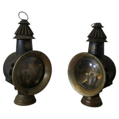A Superb Pair of French Brass and Iron Carriage Lamps, by Daris