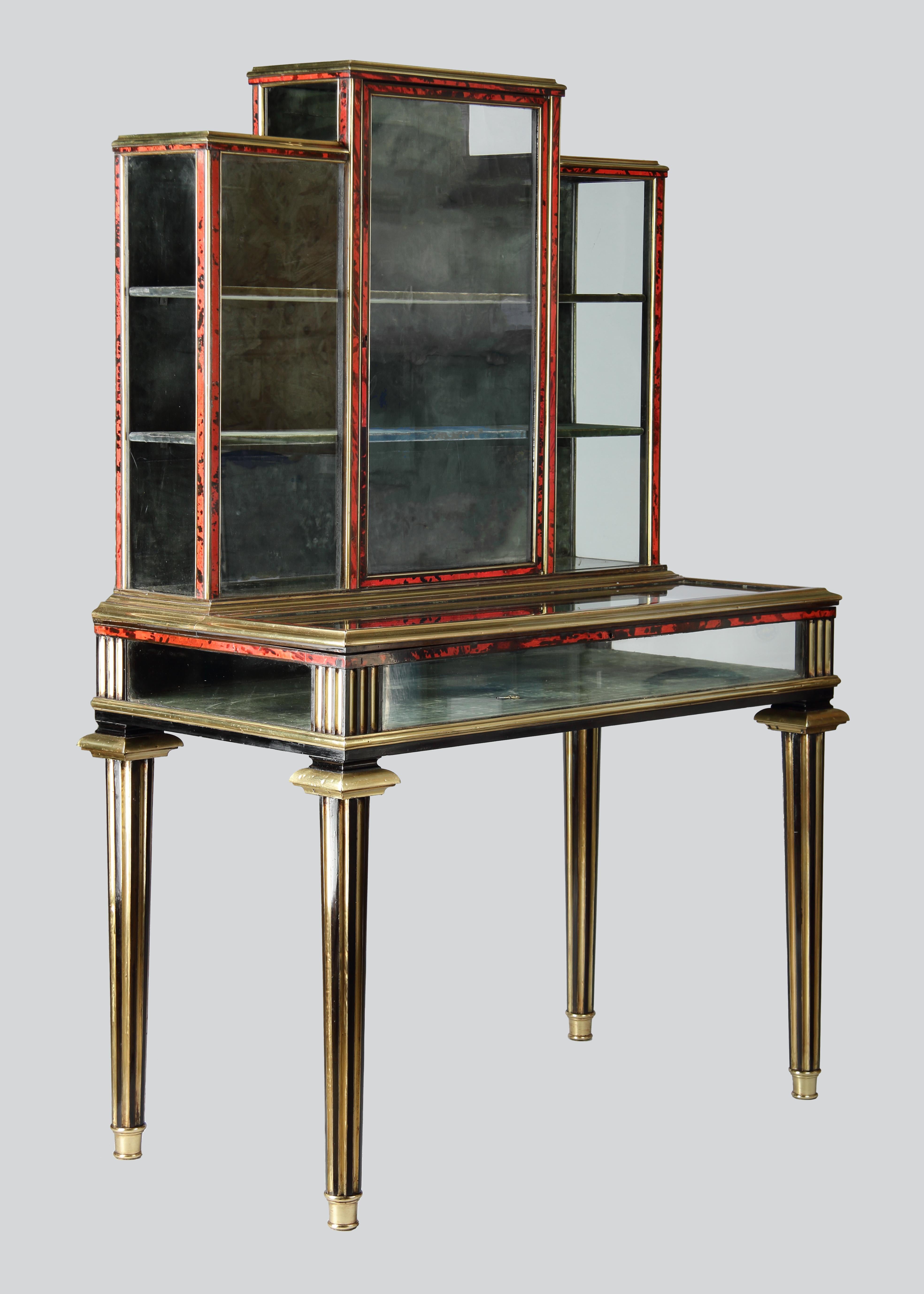 Louis XVI A Superb Pair of French Brass Mounted Tortoiseshell Veneered Collectors Cabinets For Sale