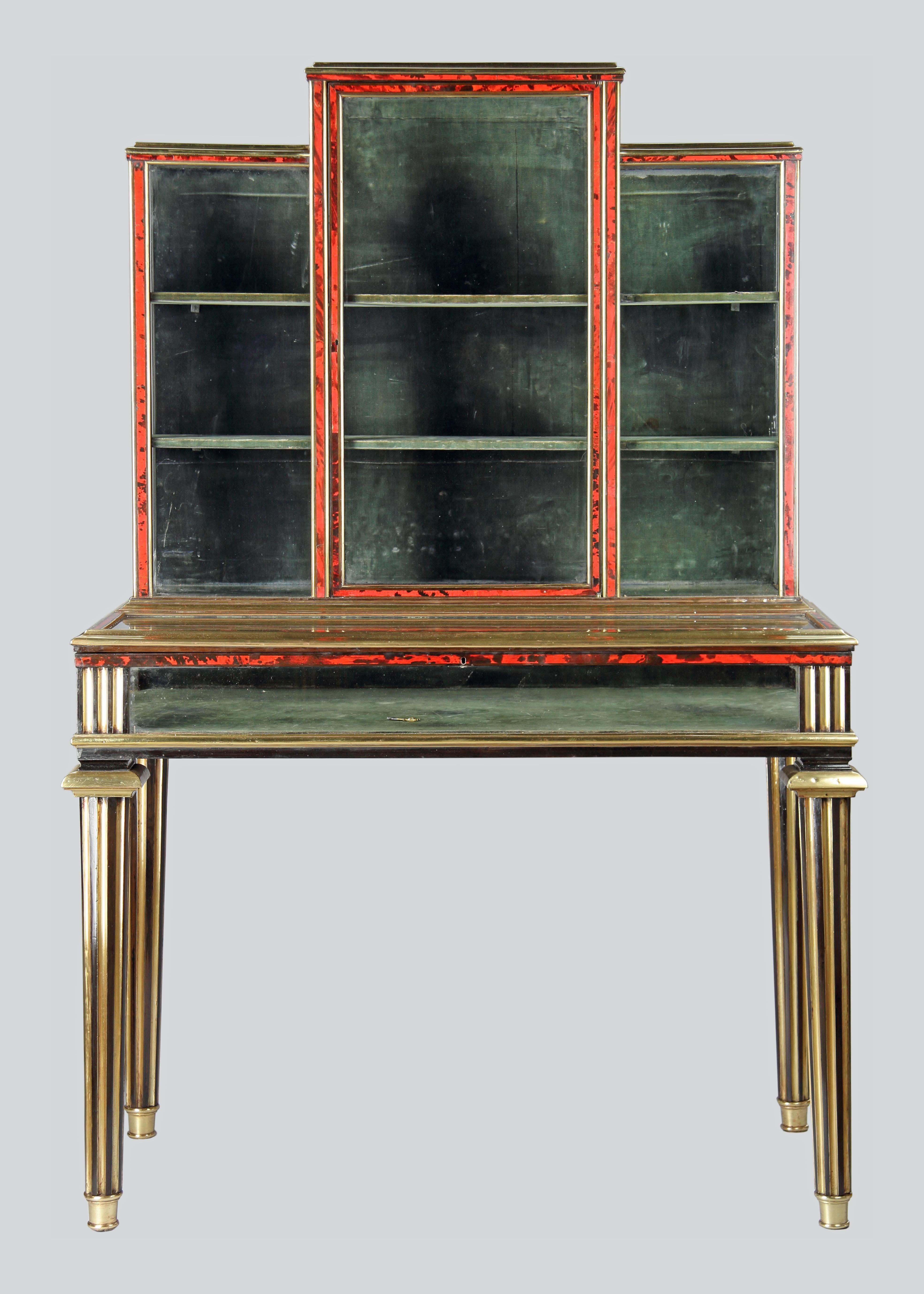 A Superb Pair of French Brass Mounted Tortoiseshell Veneered Collectors Cabinets For Sale 1
