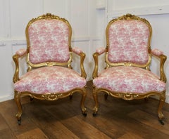 A Superb Pair of French Napoleon III Gilt Salon Chairs