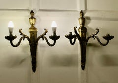 A Superb pair of French Neo Classical Large Brass Wall Lights