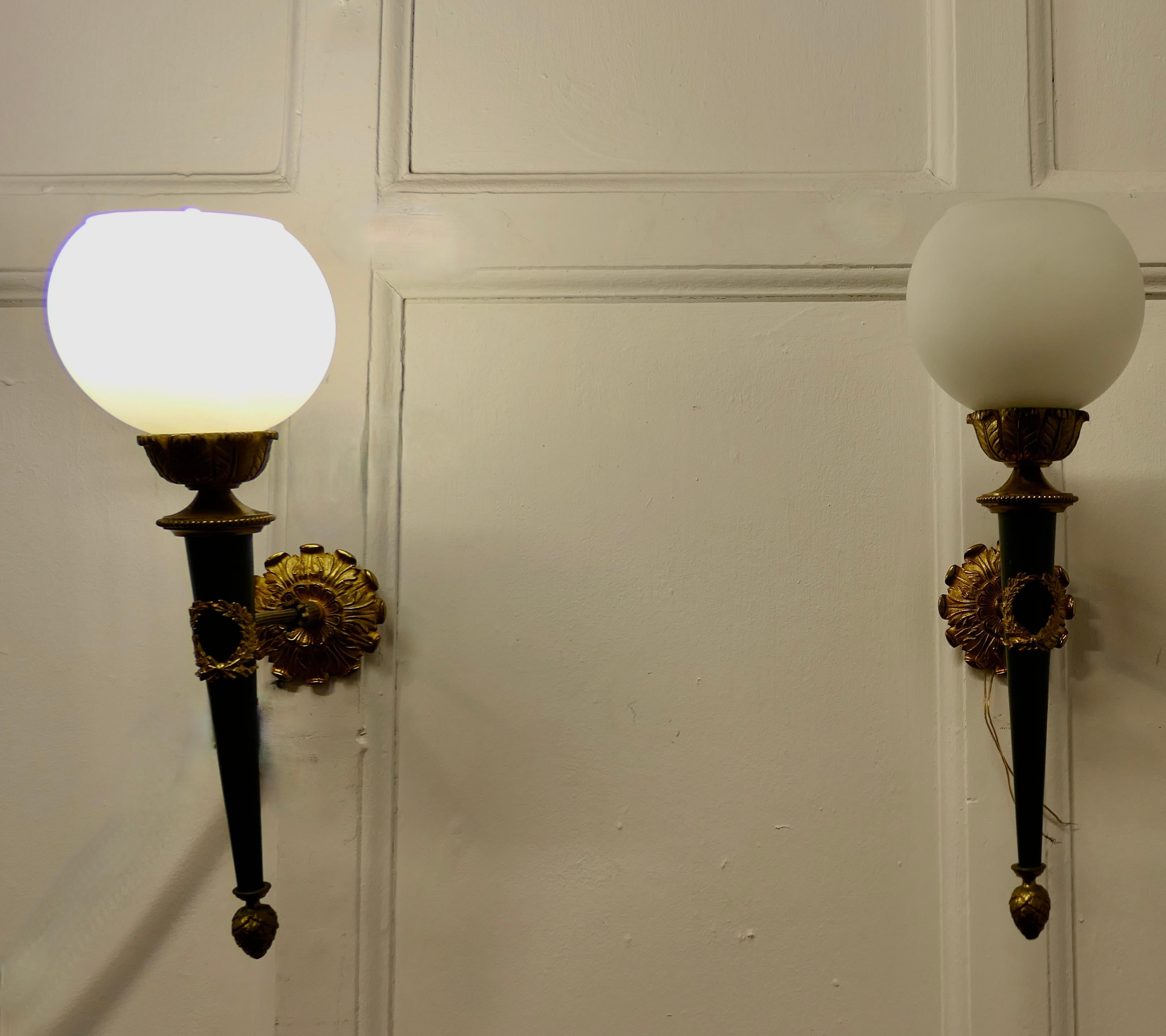 Metal Superb Pair of French Ormolu Wall Lights For Sale