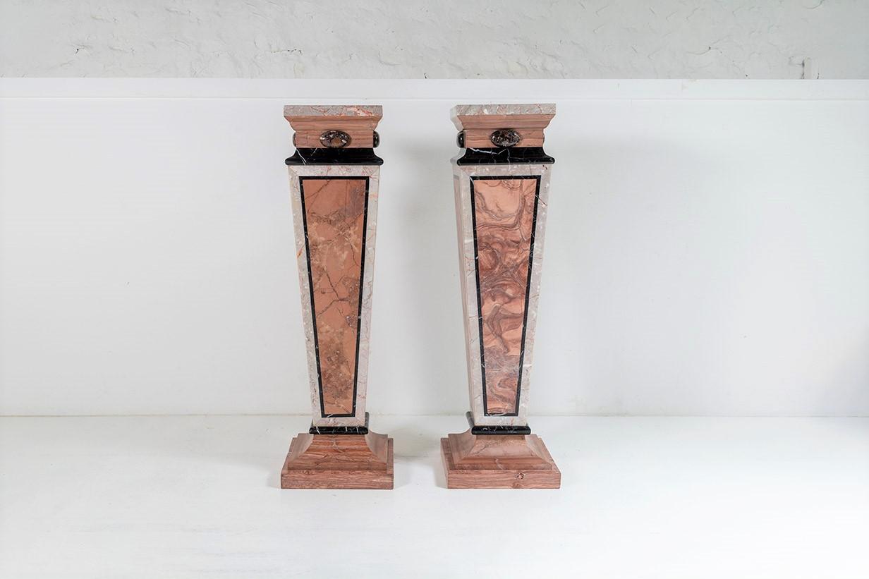 Superb Pair of Pink Marble Pedestal Bust Plinths French Early 20th Century 5