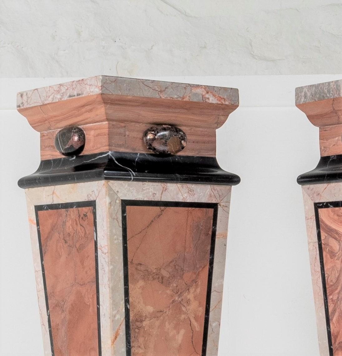 Superb Pair of Pink Marble Pedestal Bust Plinths French Early 20th Century 6