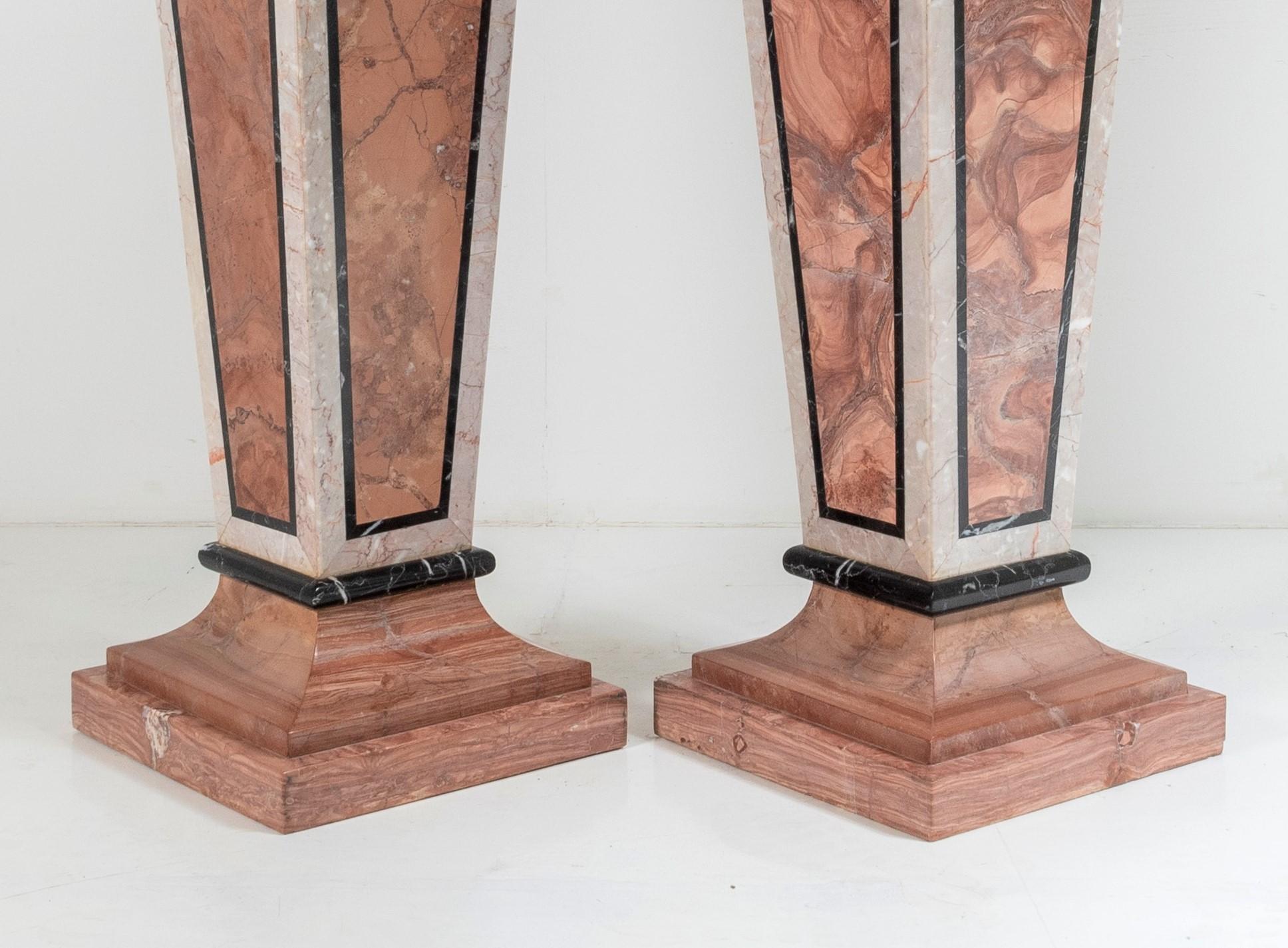 Superb Pair of Pink Marble Pedestal Bust Plinths French Early 20th Century In Good Condition In Llanbrynmair, GB