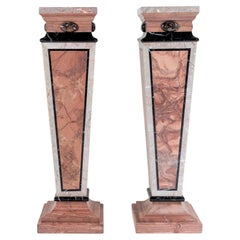 Superb Pair of Pink Marble Pedestal Bust Plinths French Early 20th Century