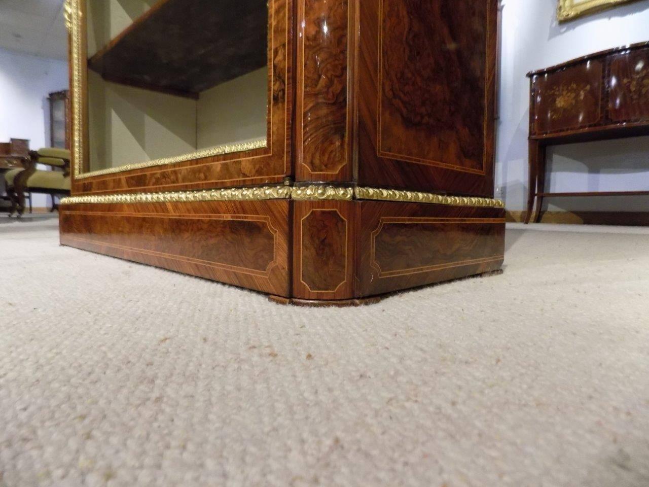 Superb Pair of Victorian Period Burr Walnut and Marquetry Inlaid Pier Cabinets For Sale 3