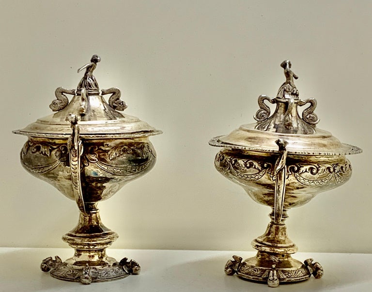 Superb Pair Sterling Silver Indian Colonial Lidded Cups & Covers For Sale 6