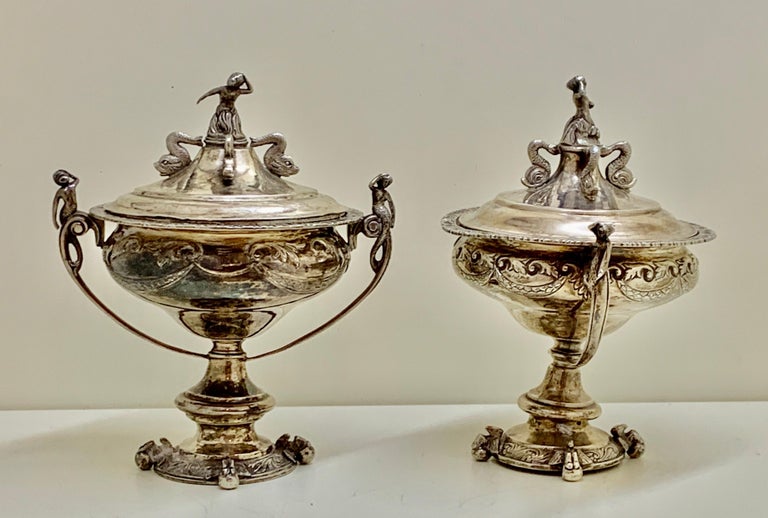Superb Pair Sterling Silver Indian Colonial Lidded Cups & Covers For Sale 15