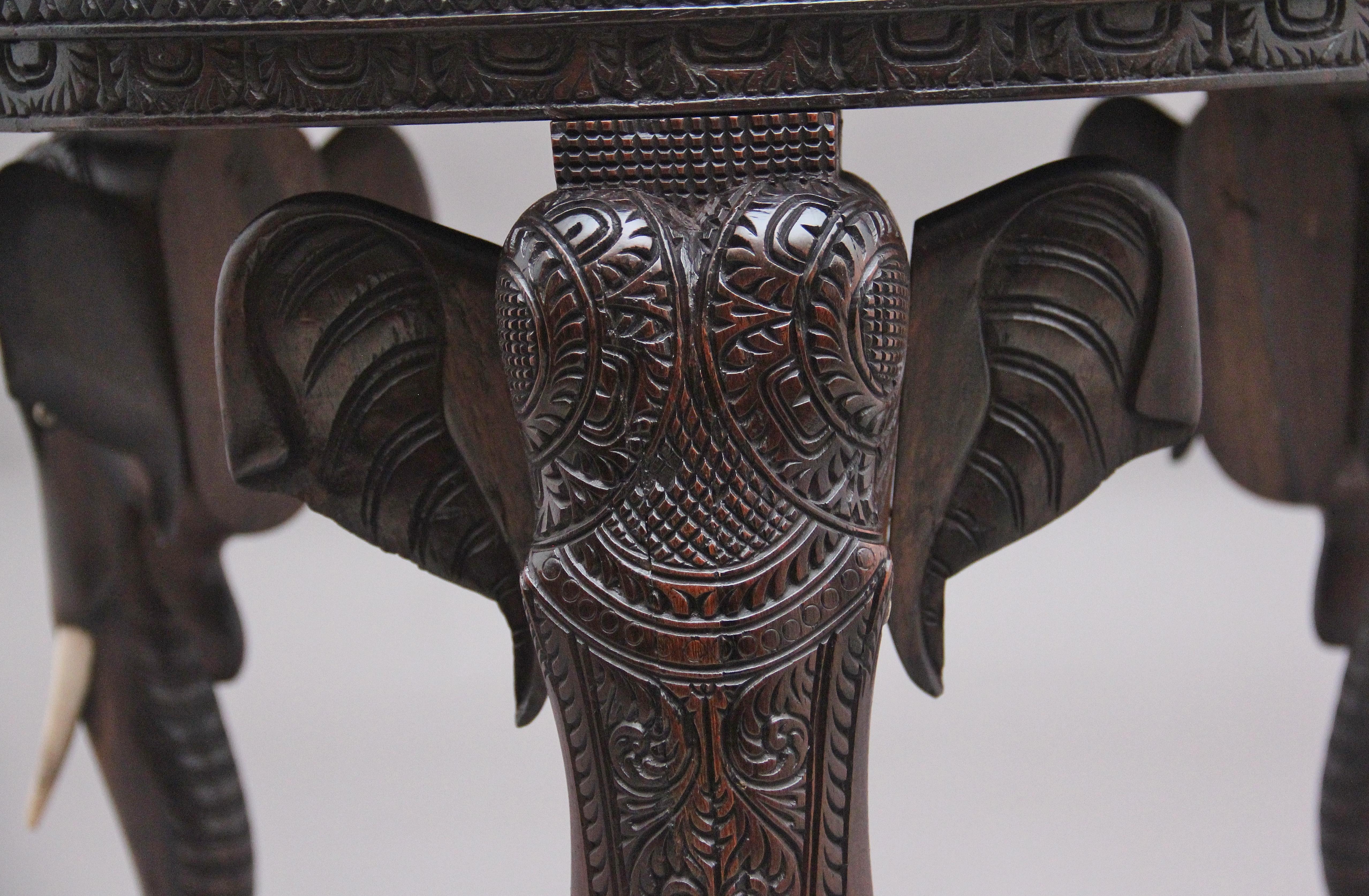 Superb Quality 19th Century Anglo-Indian Carved Elephant Occasional Table 2