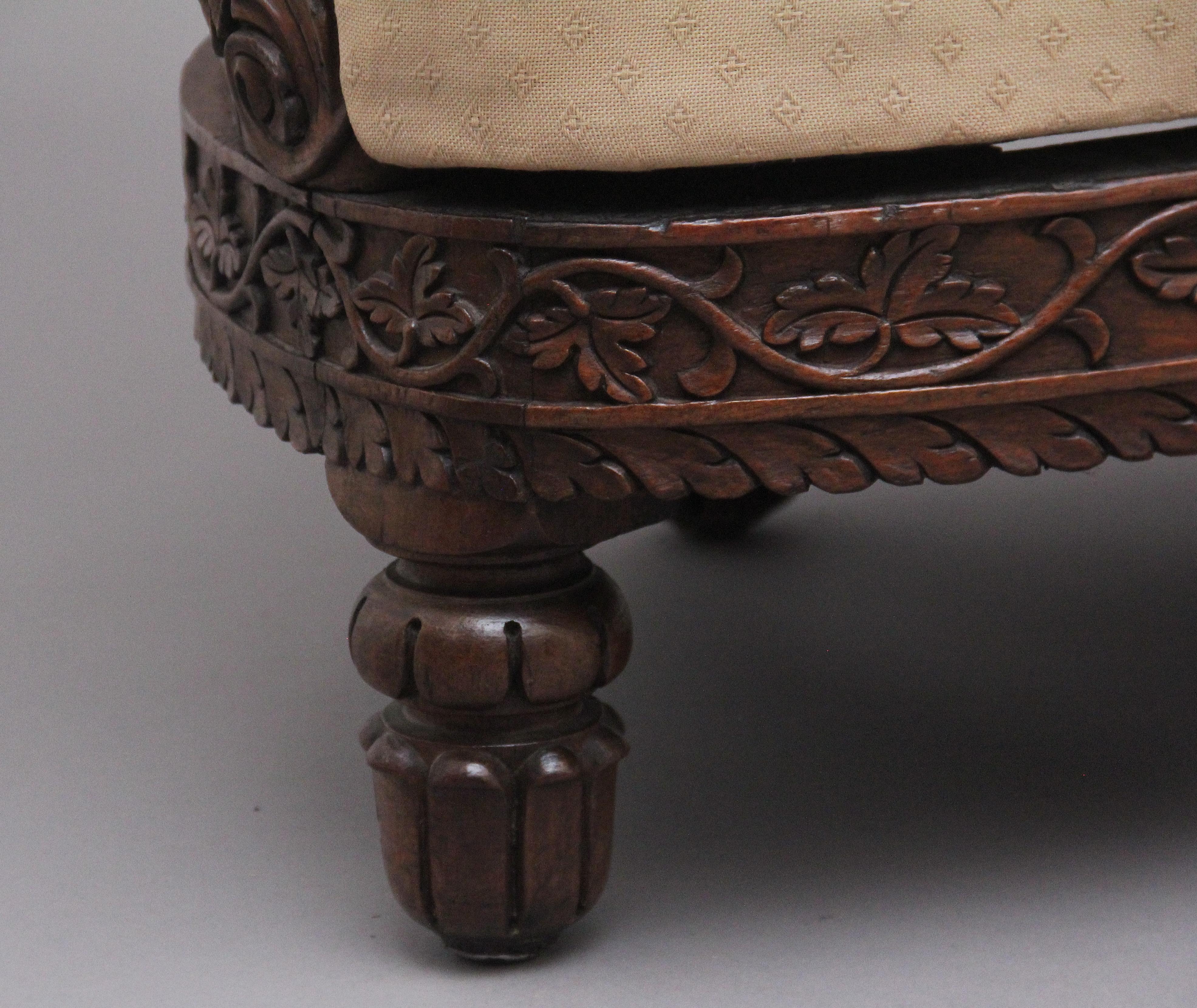 Superb Quality 19th Century Anglo-Indian Carved Sofa 9