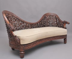 Superb Quality 19th Century Anglo-Indian Carved Sofa