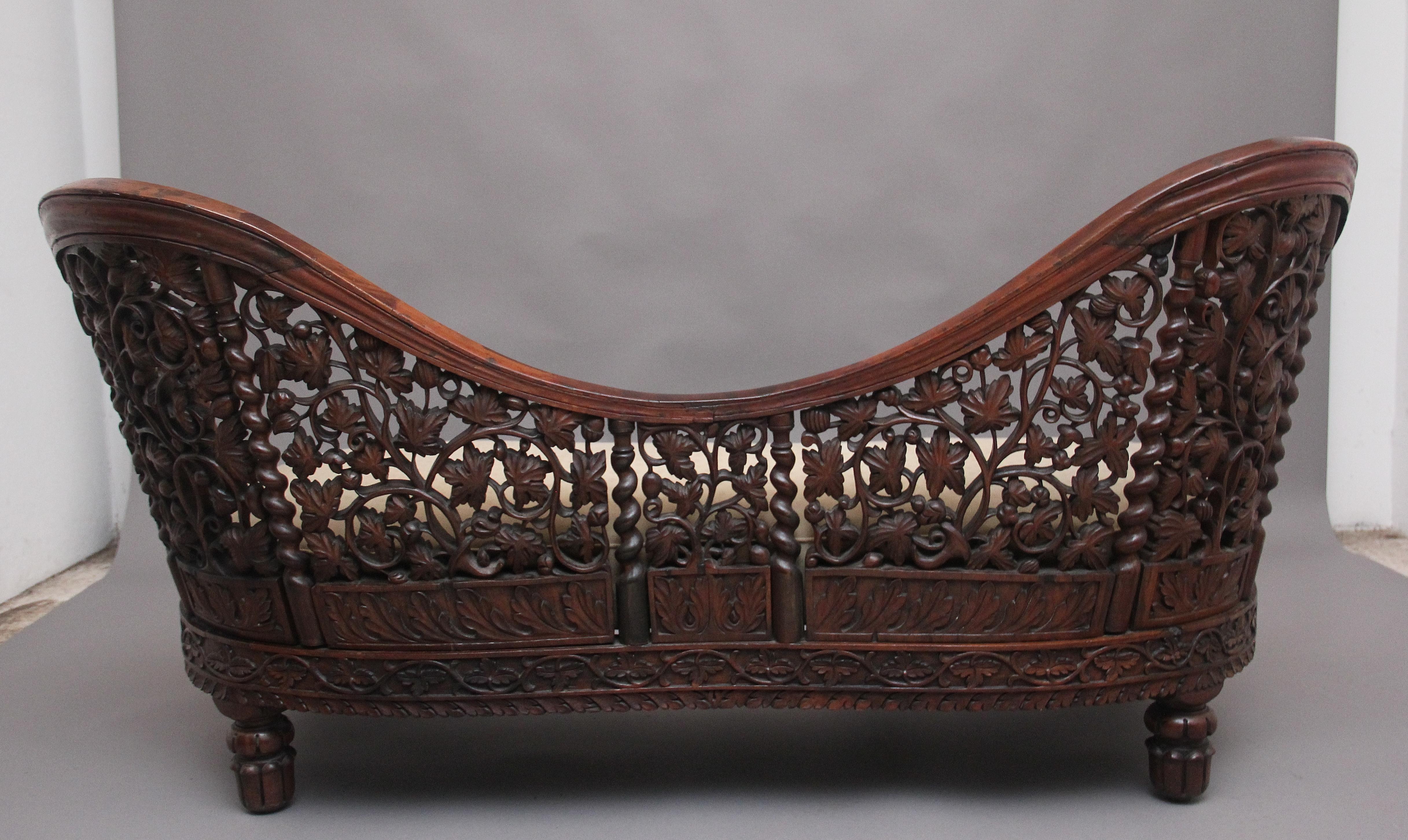 Teak Superb Quality 19th Century Anglo-Indian Carved Sofa