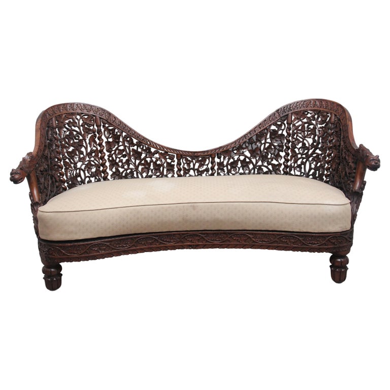 Anglo-Indian Carved Sofa, 1880