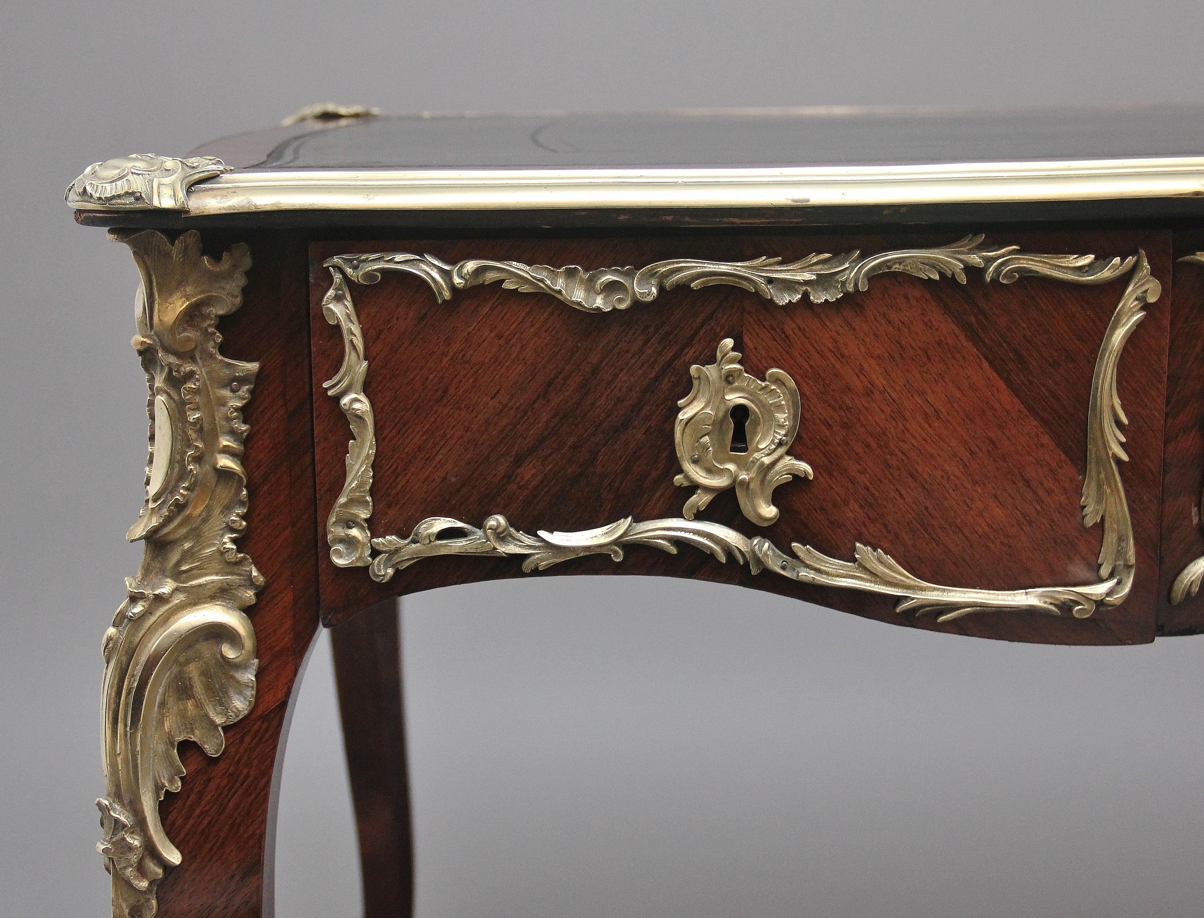 Empire Superb Quality 19th Century French Kingwood and Ormolu Mounted Bureau-Plat Des