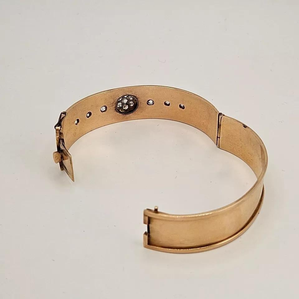 Superbe bracelet jonc allemand ancien en or 14 carats et diamants de 1,20 carat en vente 3