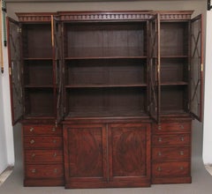 A superb quality early 19th Century mahogany breakfront bookcase
