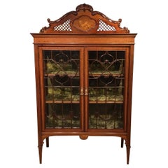 Antique Superb Quality Mahogany Inlaid Edwardian Period China Cabinet