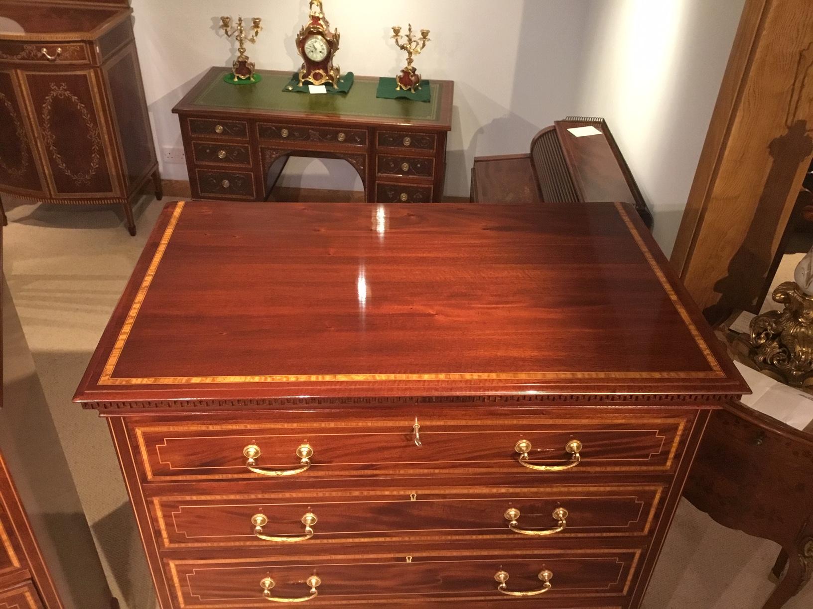 Superb Quality Pair of Edwardian Period Mahogany Inlaid Chests For Sale 2