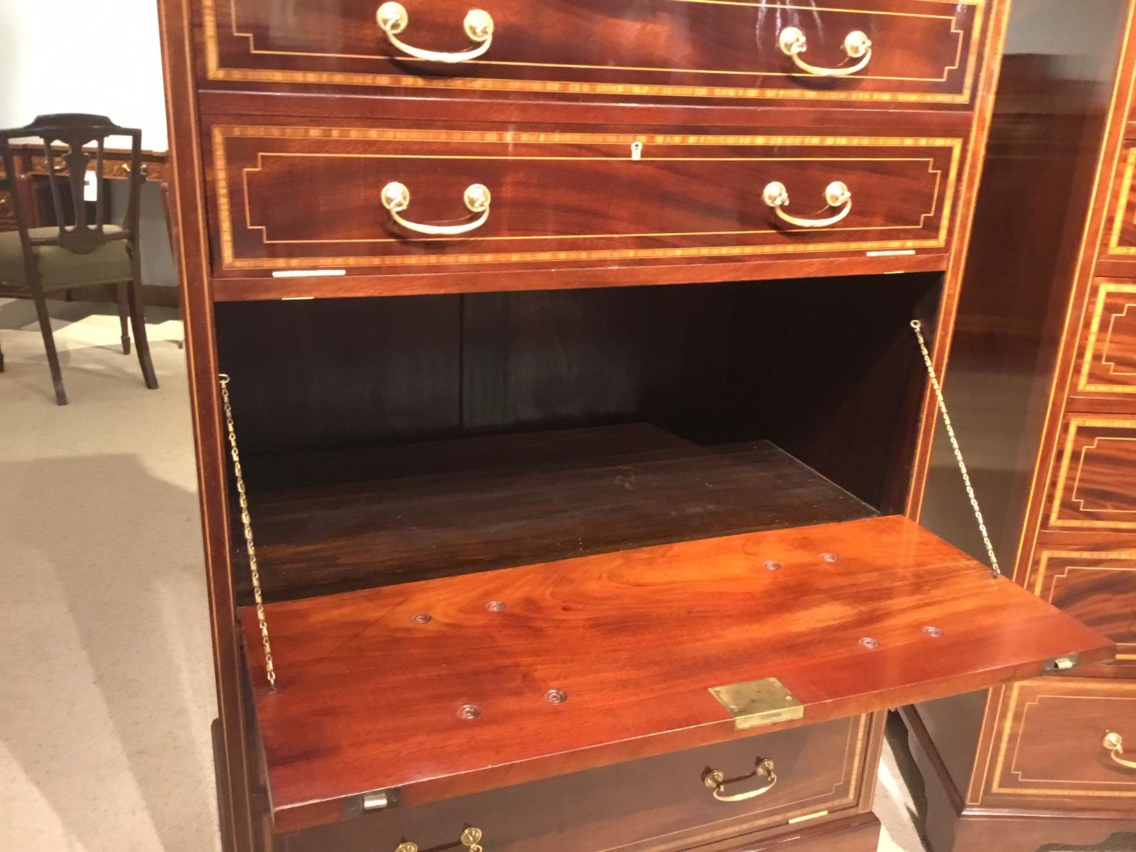 Superb Quality Pair of Edwardian Period Mahogany Inlaid Chests For Sale 5