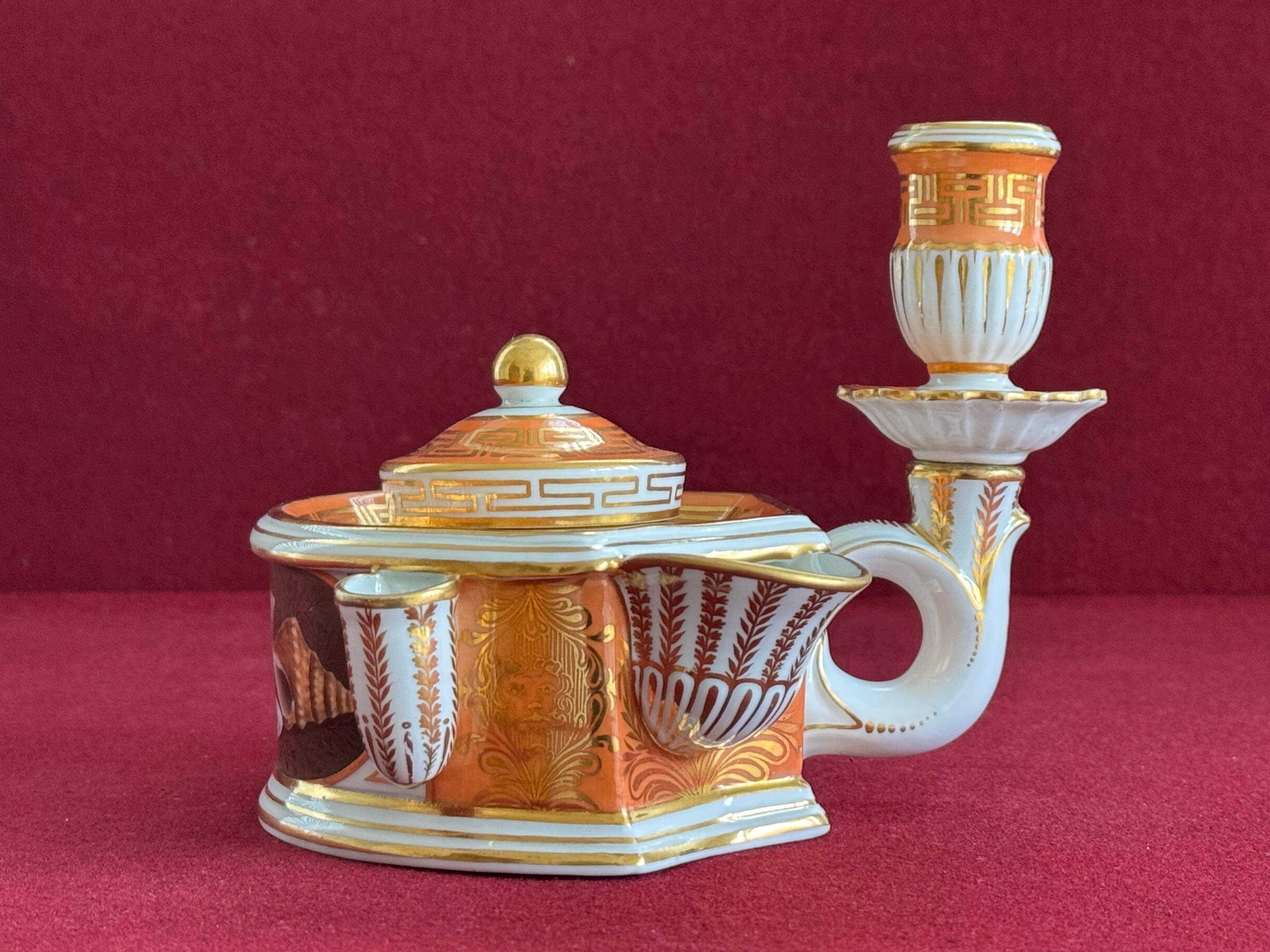 Un soberbio y raro tintero de porcelana de Flight, Barr & Worcester, c.1800 Británico en venta