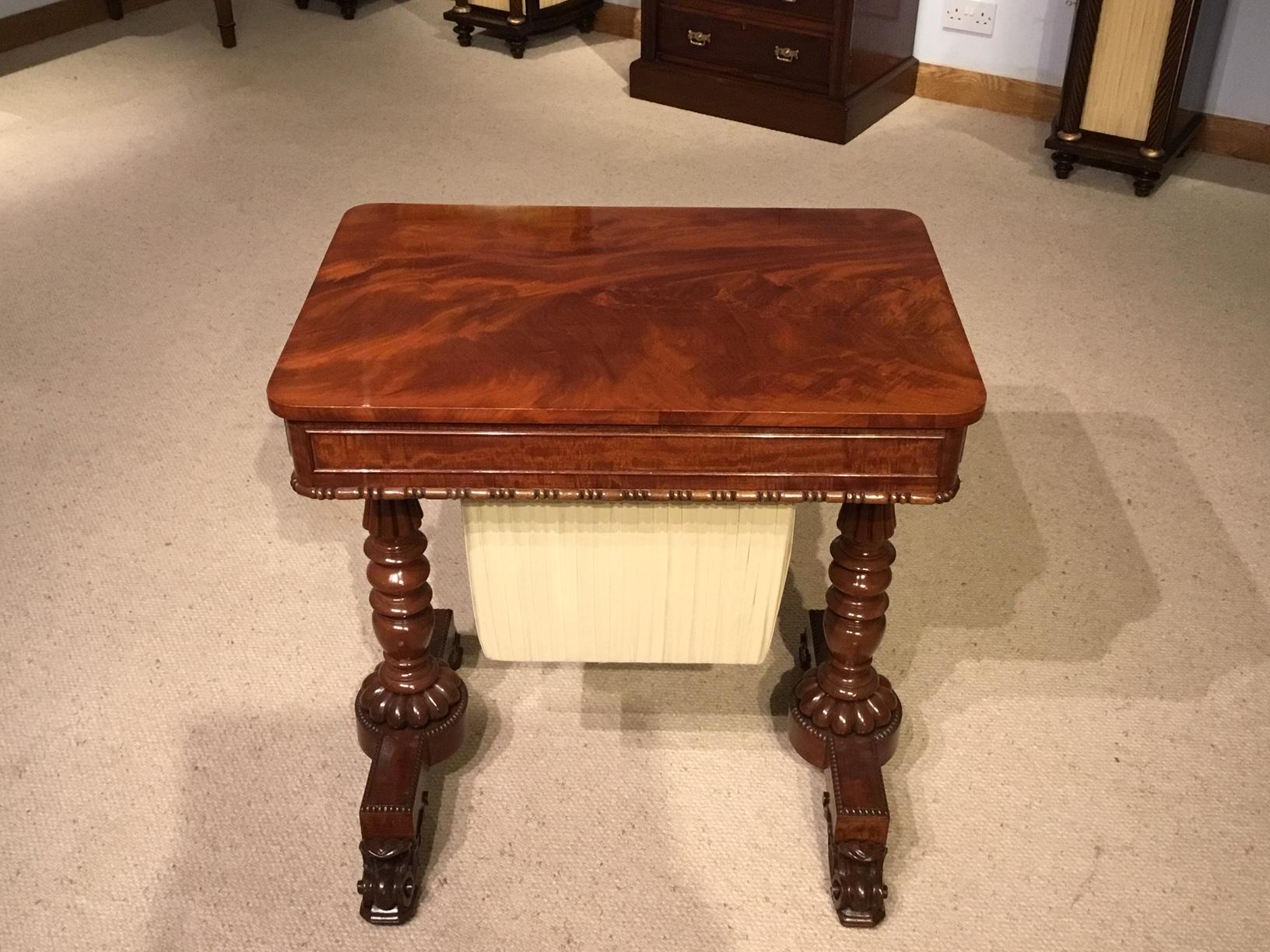 Superb Regency Period Flame Mahogany Antique Work Table For Sale 8