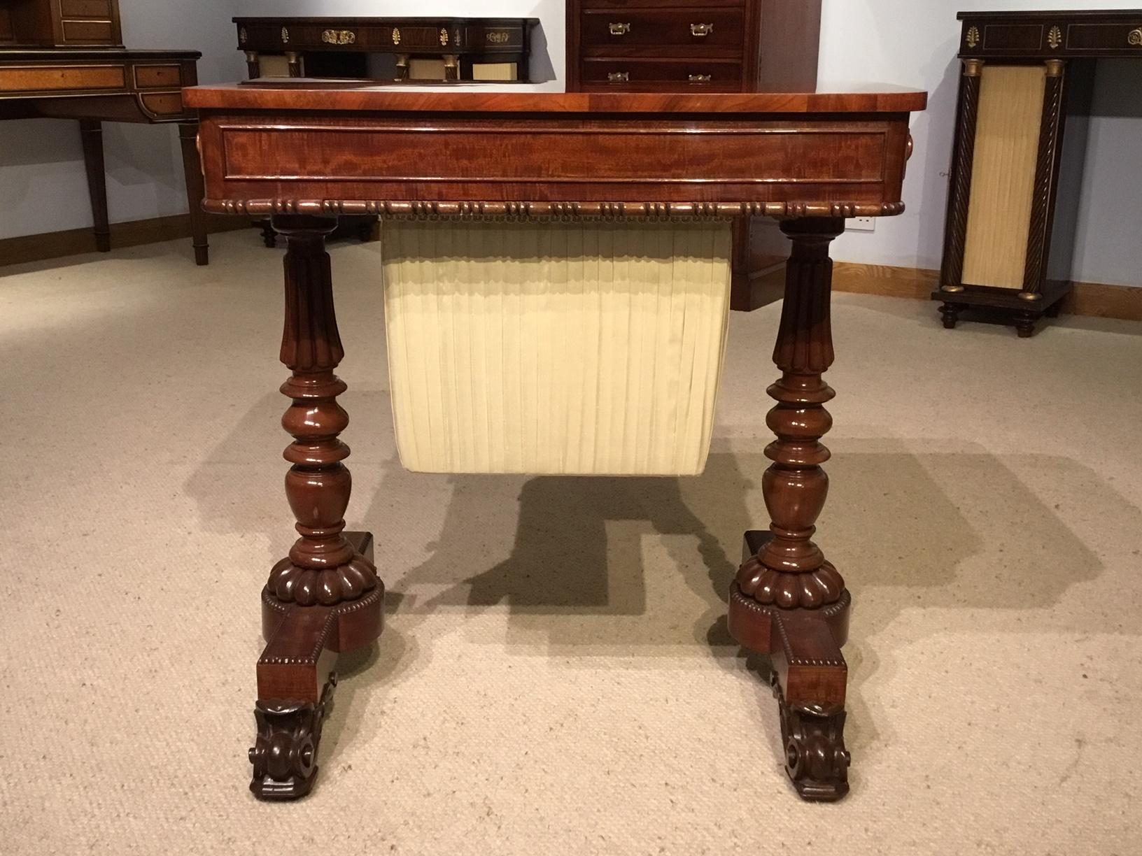 Superb Regency Period Flame Mahogany Antique Work Table For Sale 9