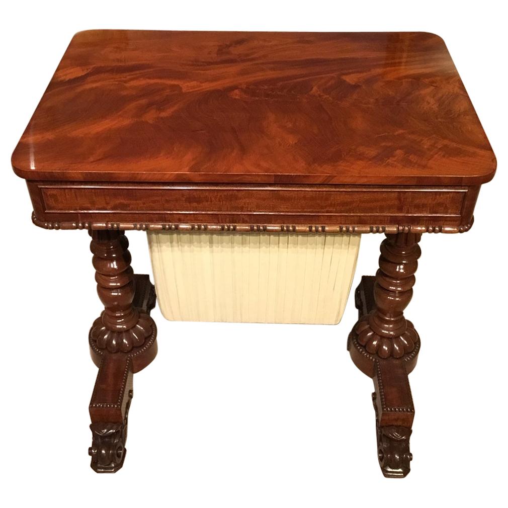 Superb Regency Period Flame Mahogany Antique Work Table For Sale