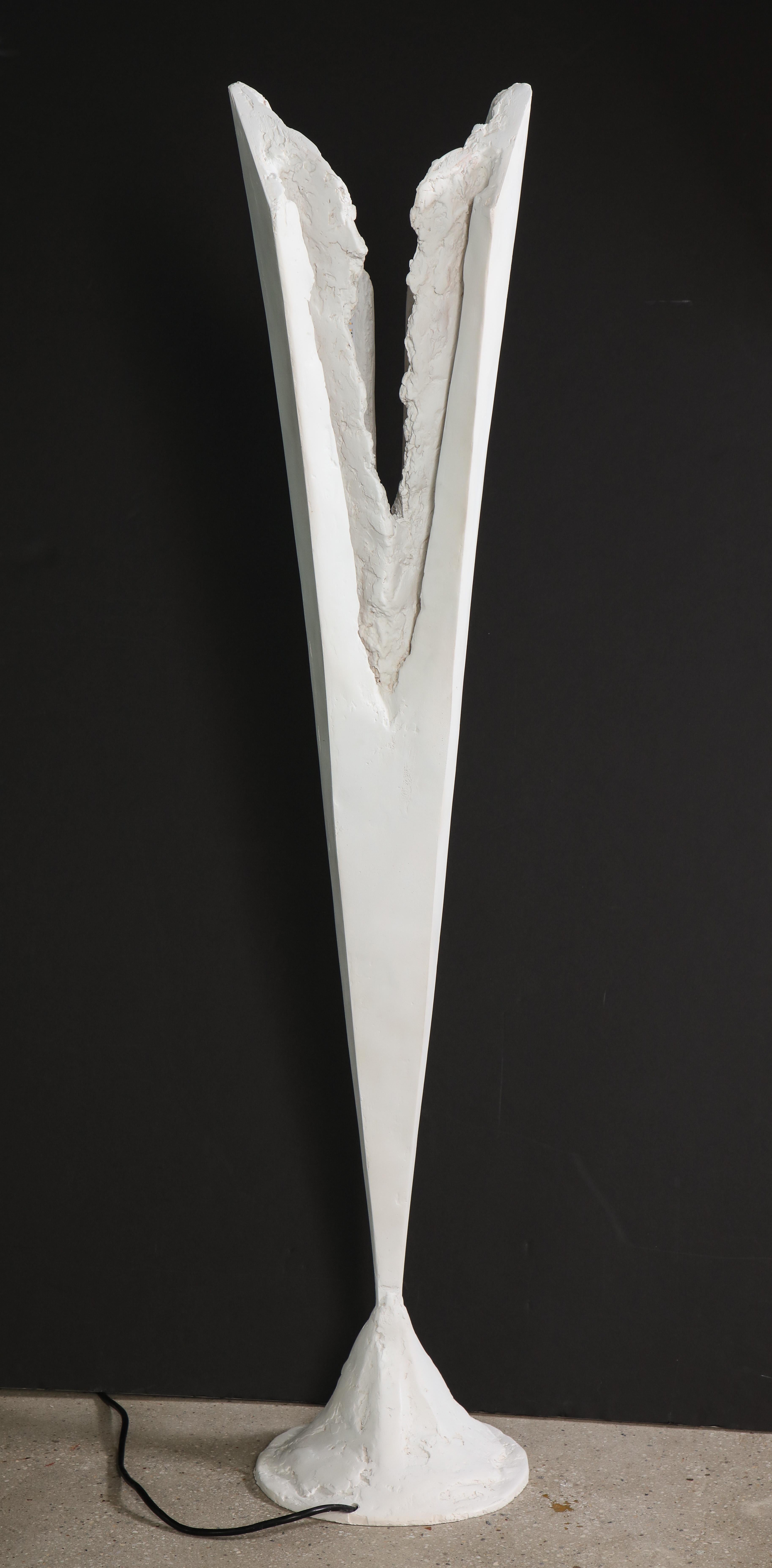 Resin sculptural torchiere with white patina by Kelly Kiefer  For Sale 4