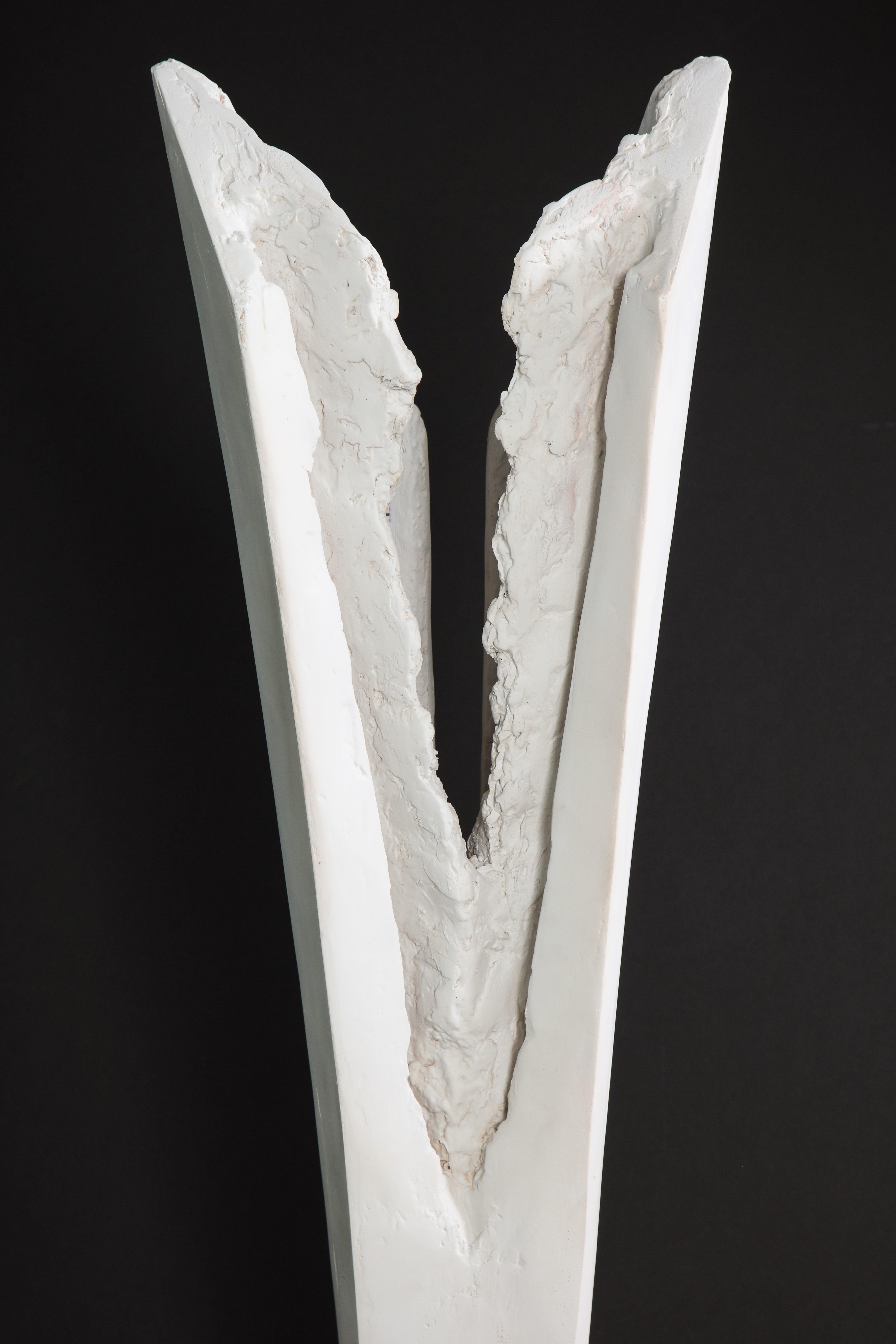 Resin sculptural torchiere with white patina by Kelly Kiefer  For Sale 5