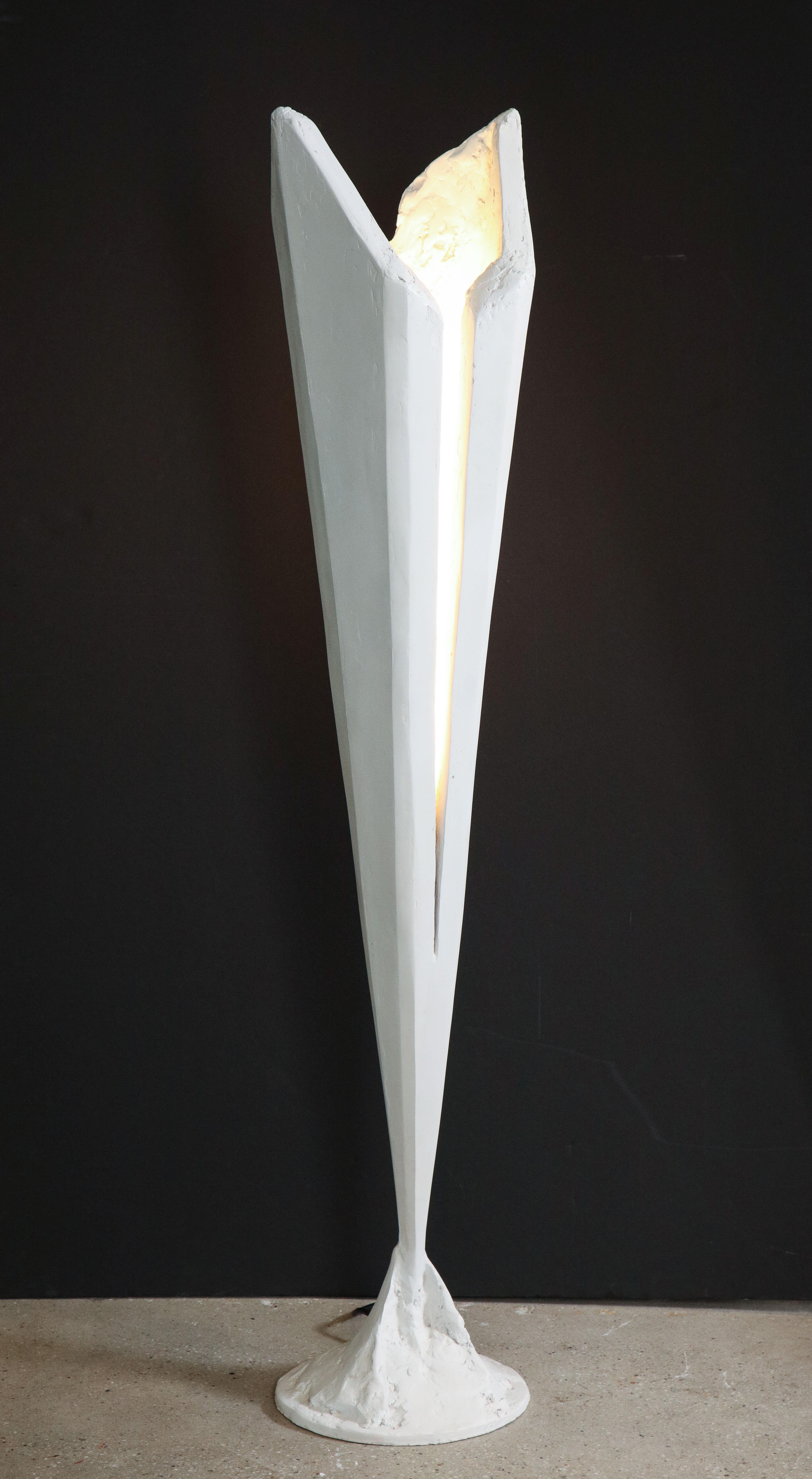 Resin sculptural torchiere with white patina by Kelly Kiefer  For Sale 10