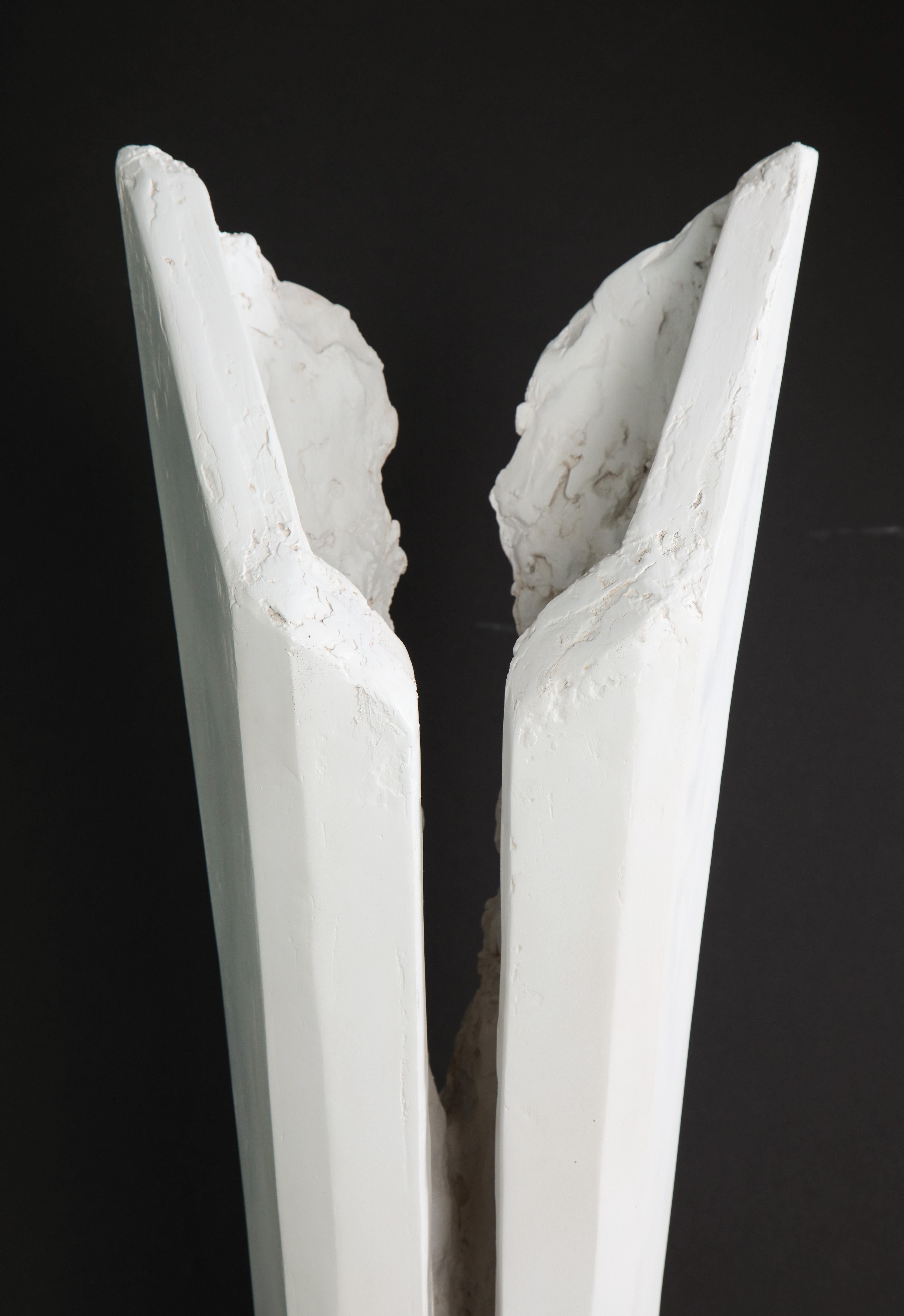 Modern Resin sculptural torchiere with white patina by Kelly Kiefer  For Sale