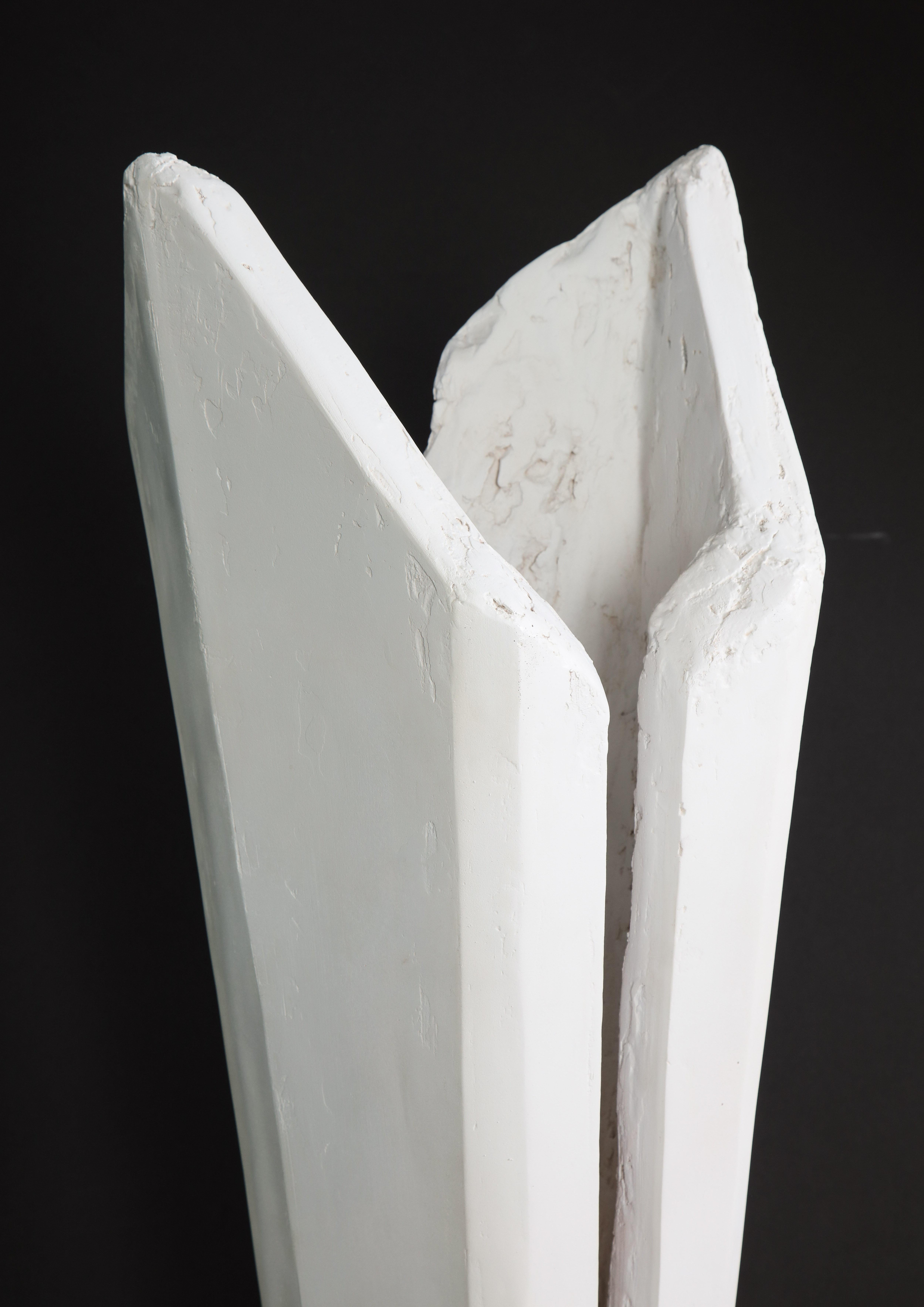 Resin sculptural torchiere with white patina by Kelly Kiefer  In Good Condition For Sale In New York, NY