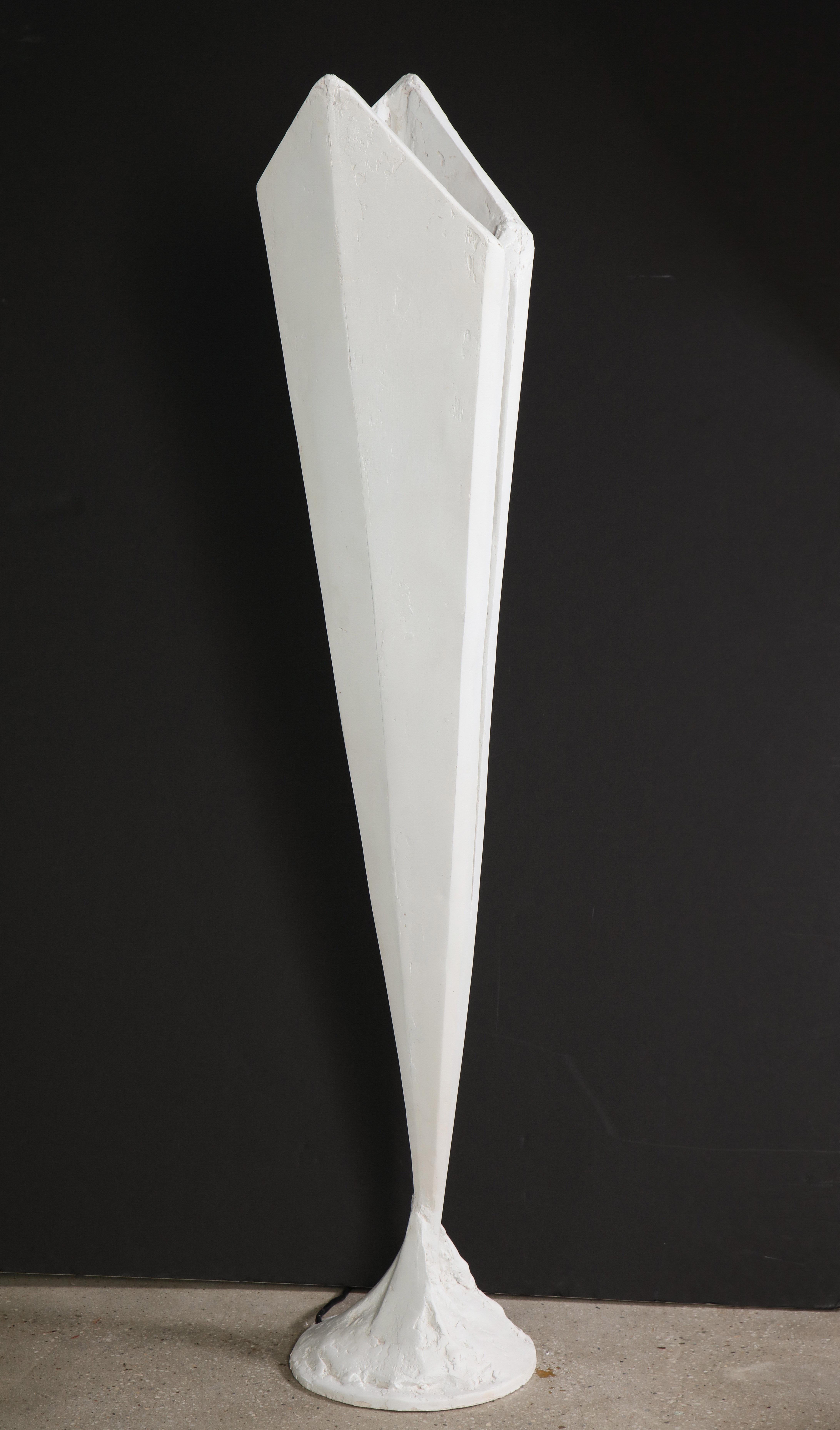 Resin sculptural torchiere with white patina by Kelly Kiefer  For Sale 1