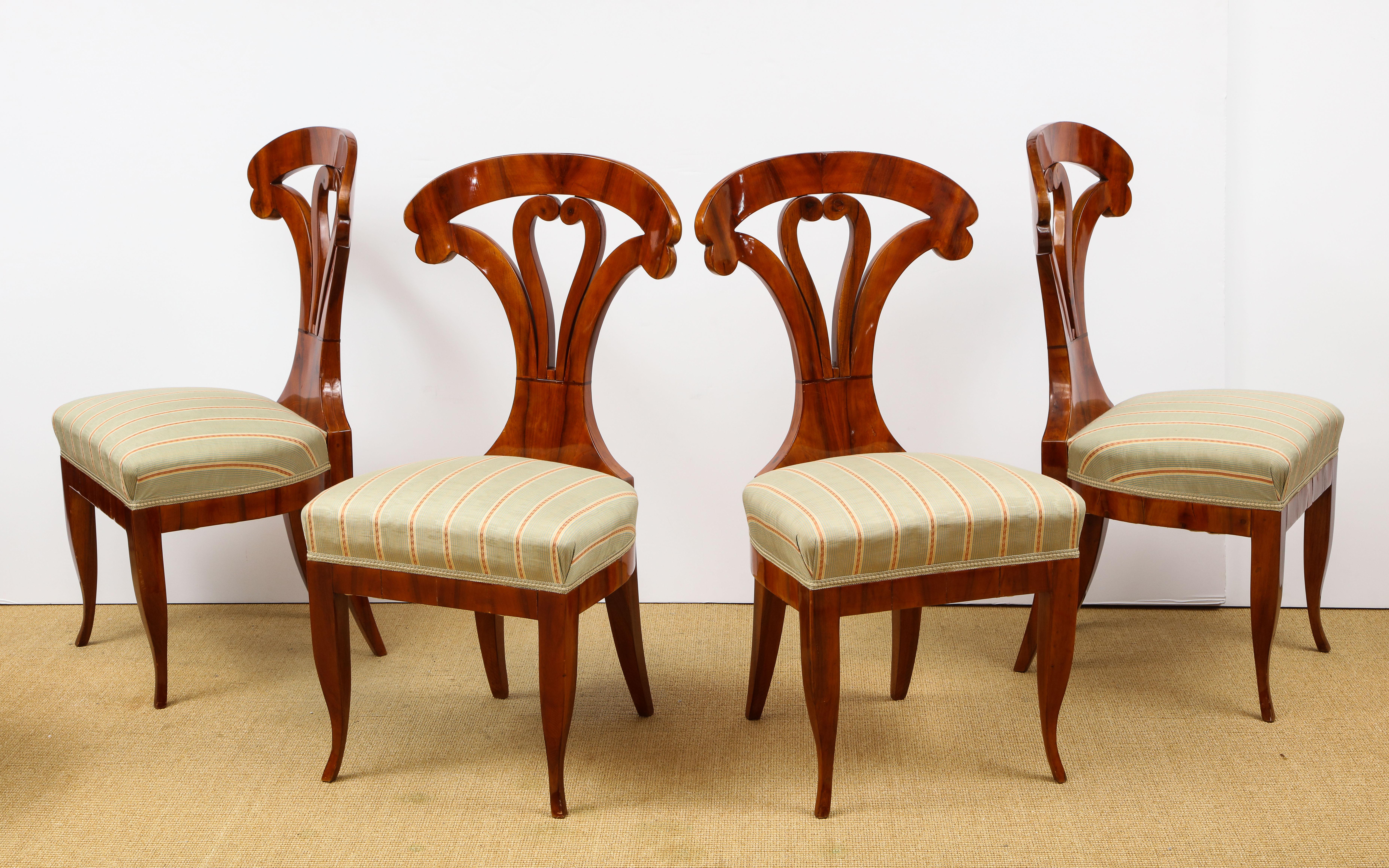 Austrian Superb Set of 4 Biedermeier Side Chairs, Attributed to Josef Danhauser