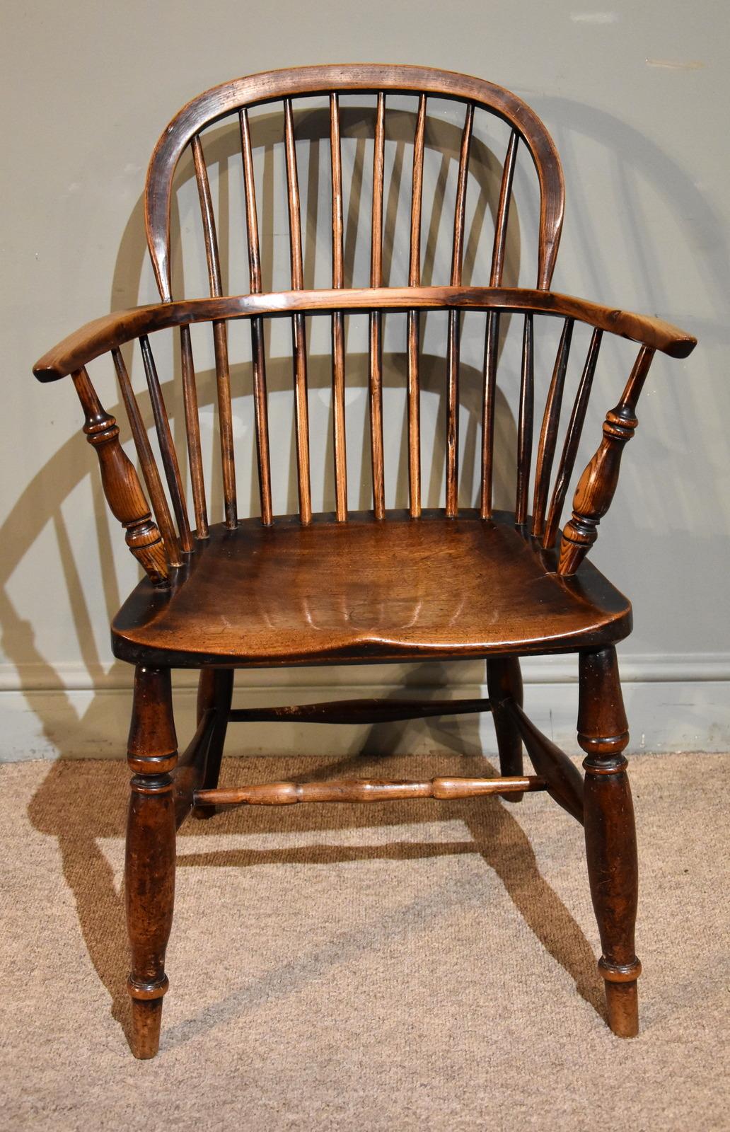 George III A Superb Set of Four Ash and Elm Windsor Chairs