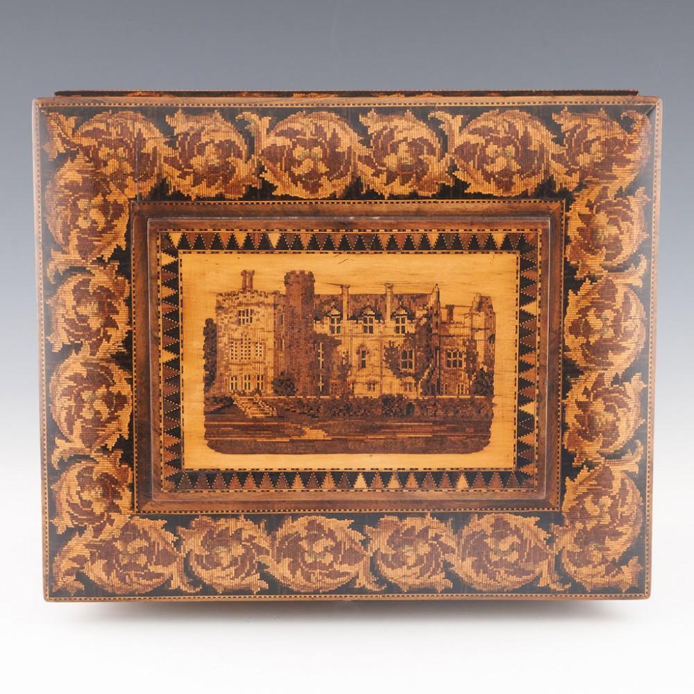 A Superb Tunbridge Ware Jewellery or Sewing Box Depicting Hever Castle, c1870 4