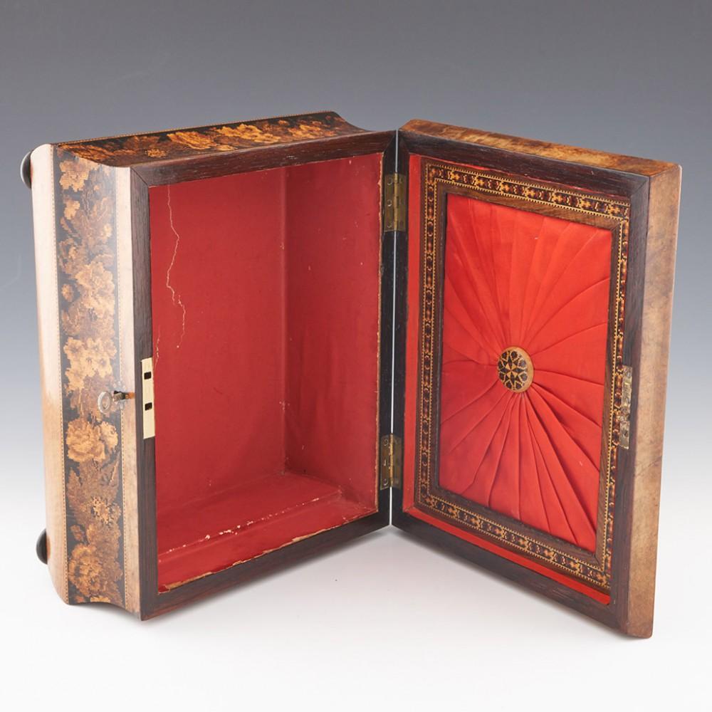 Satinwood A Superb Tunbridge Ware Jewellery or Sewing Box Depicting Hever Castle, c1870